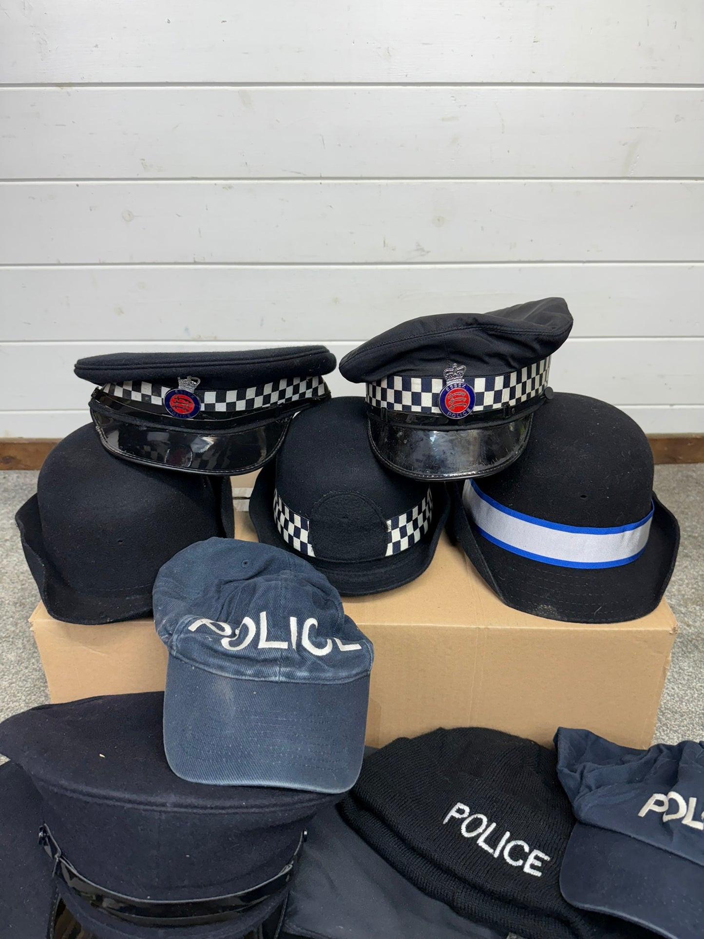 Ex Police Peak Cap Bowler Hat Cap Job Lot Theatre Headwear Uniform Film Prop Lot