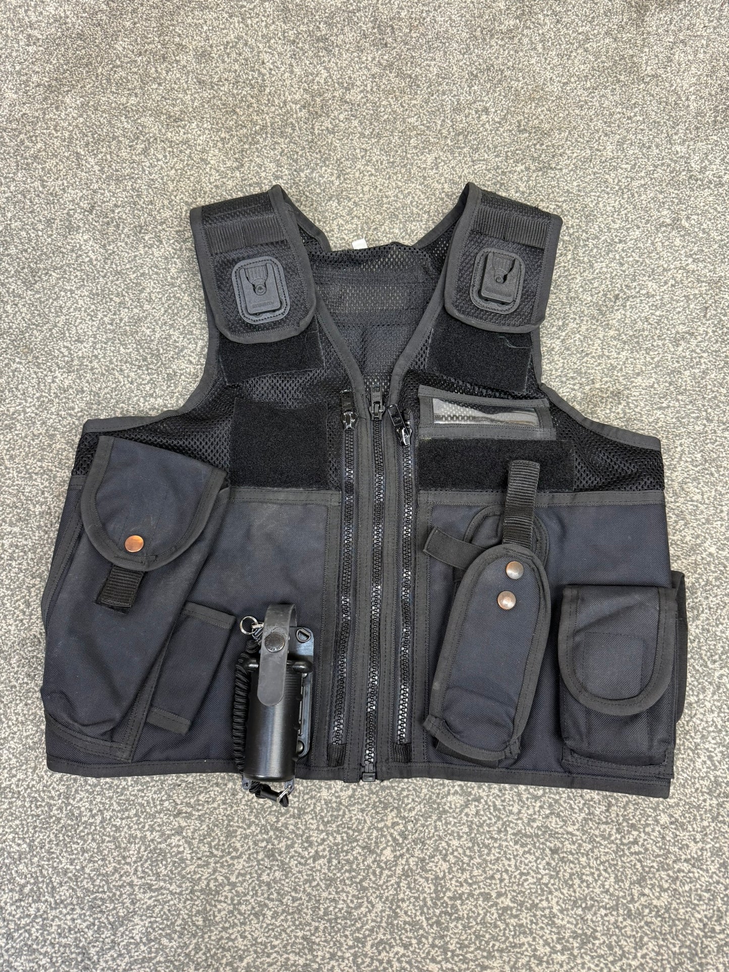 Ex Police Black Arktis Tactical Utility Vest & Pouches Security Airsoft - Small