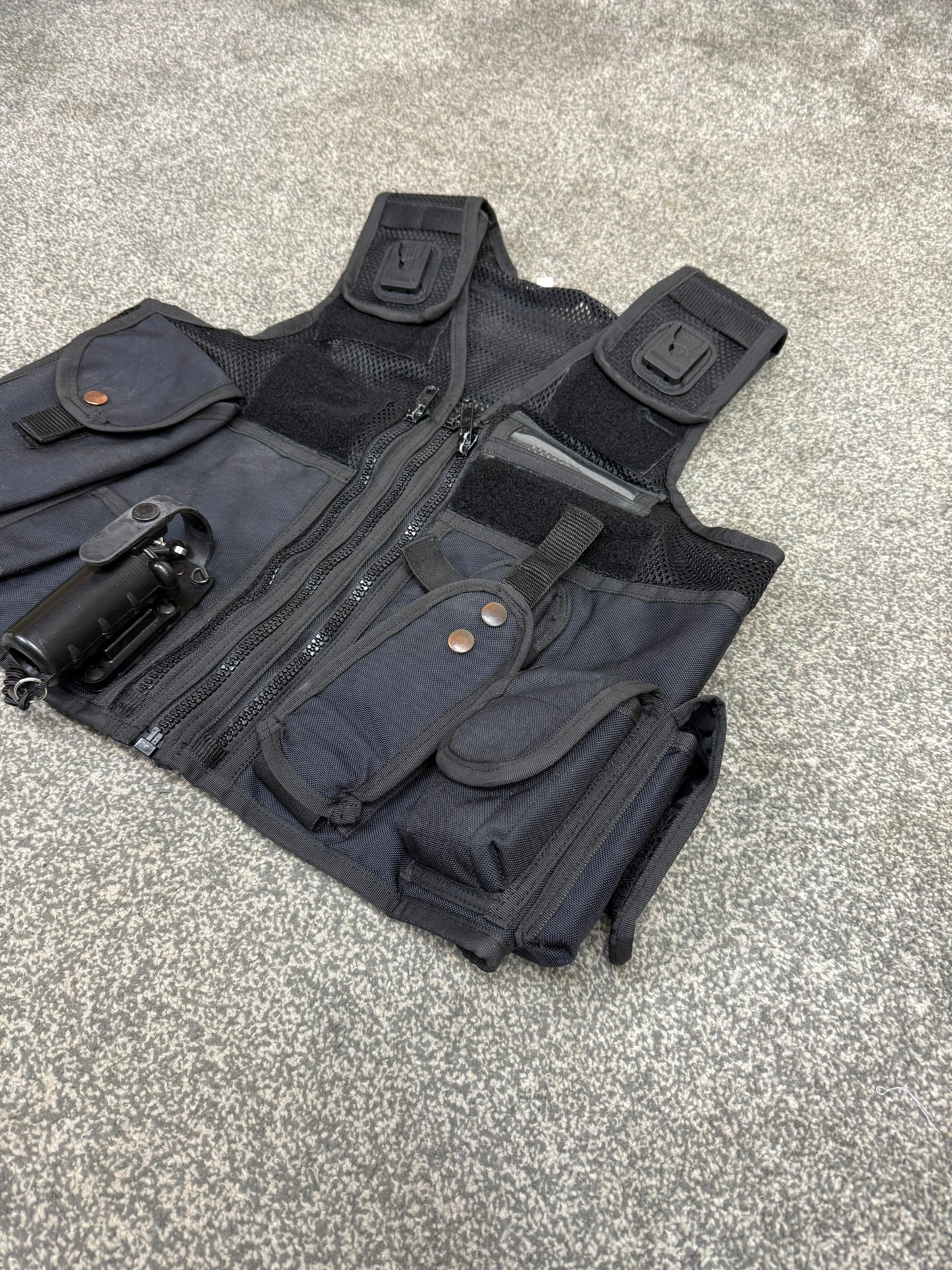 Ex Police Black Arktis Tactical Utility Vest & Pouches Security Airsoft - Small