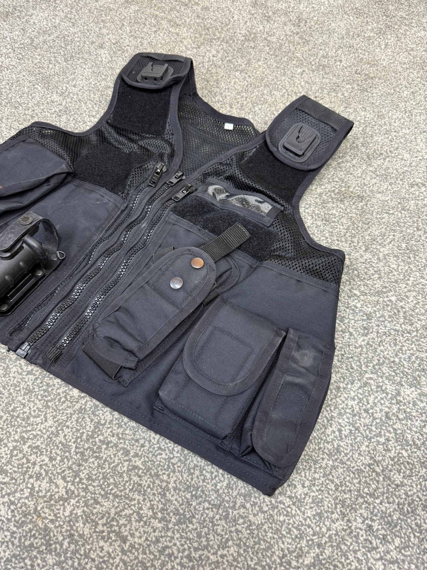 Ex Police Black Arktis Tactical Utility Vest & Pouches Security Airsoft - Large