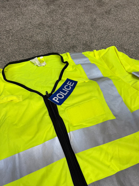 Ex Police Hi Vis Lightweight Long Sleeve Vest BADGED Hook & Loop