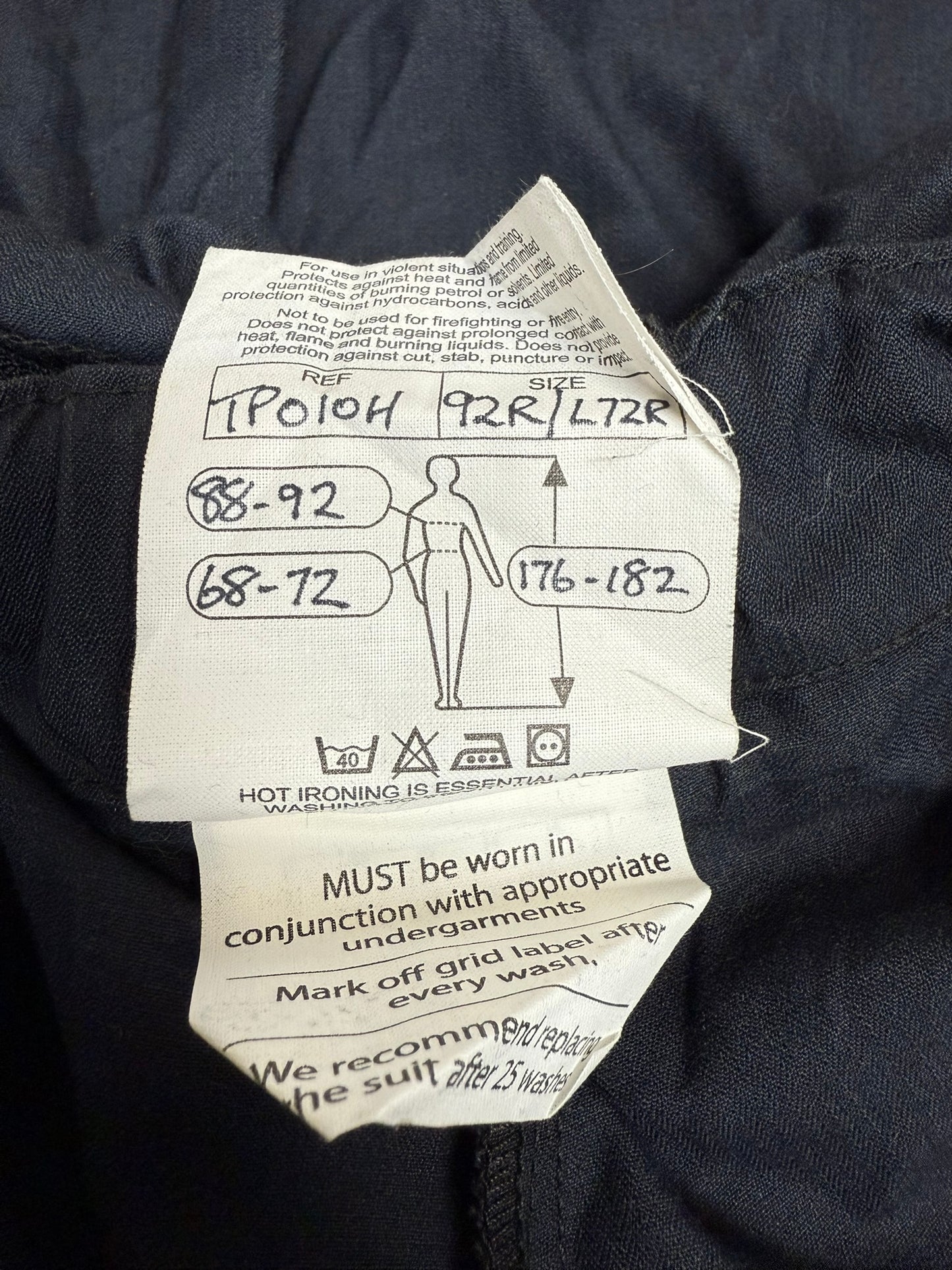 Ex Police 2 Piece Coverall Riot Suit SMALL Derby Unitex - Badged