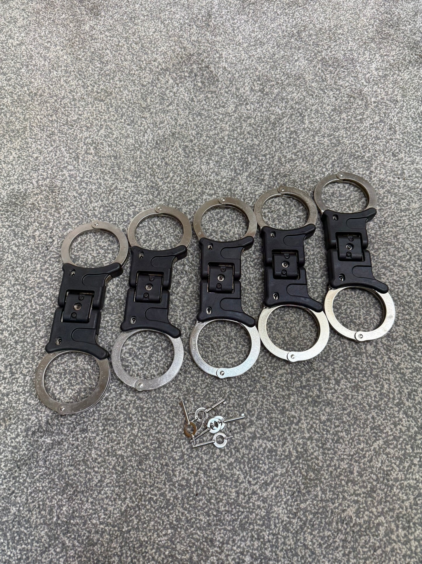 Ex Police Folding Hiatt Handcuffs Hinged Cuffs & Key Security Collectable