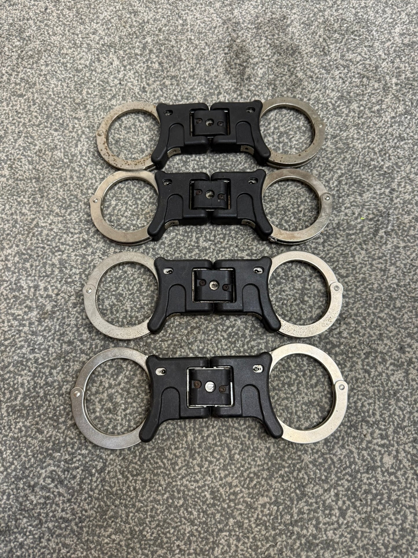 4x Ex Police Hiatt Folding Handcuffs Job Lot Cuffs Spares Repair Film Props