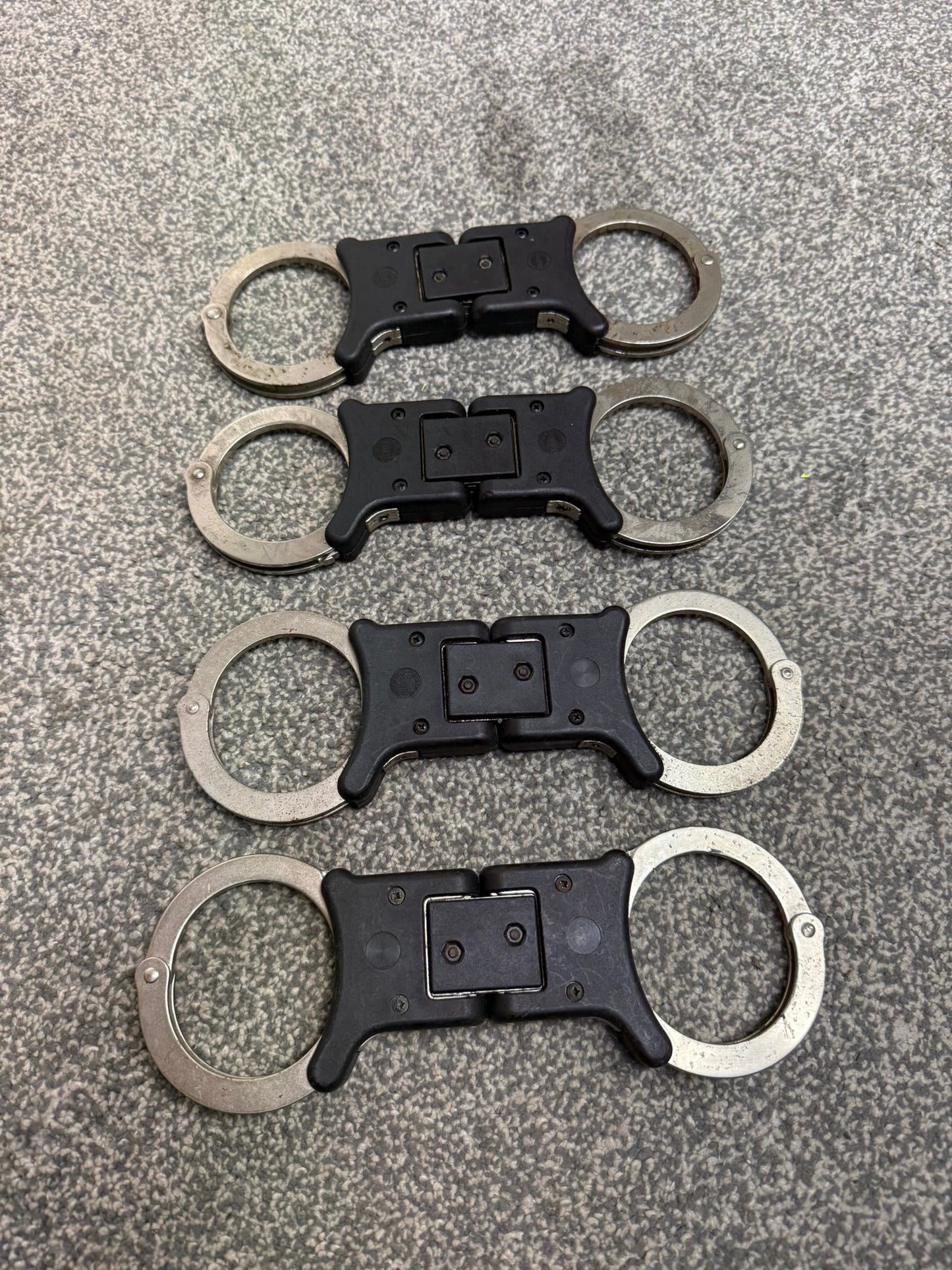 4x Ex Police Hiatt Folding Handcuffs Job Lot Cuffs Spares Repair Film Props