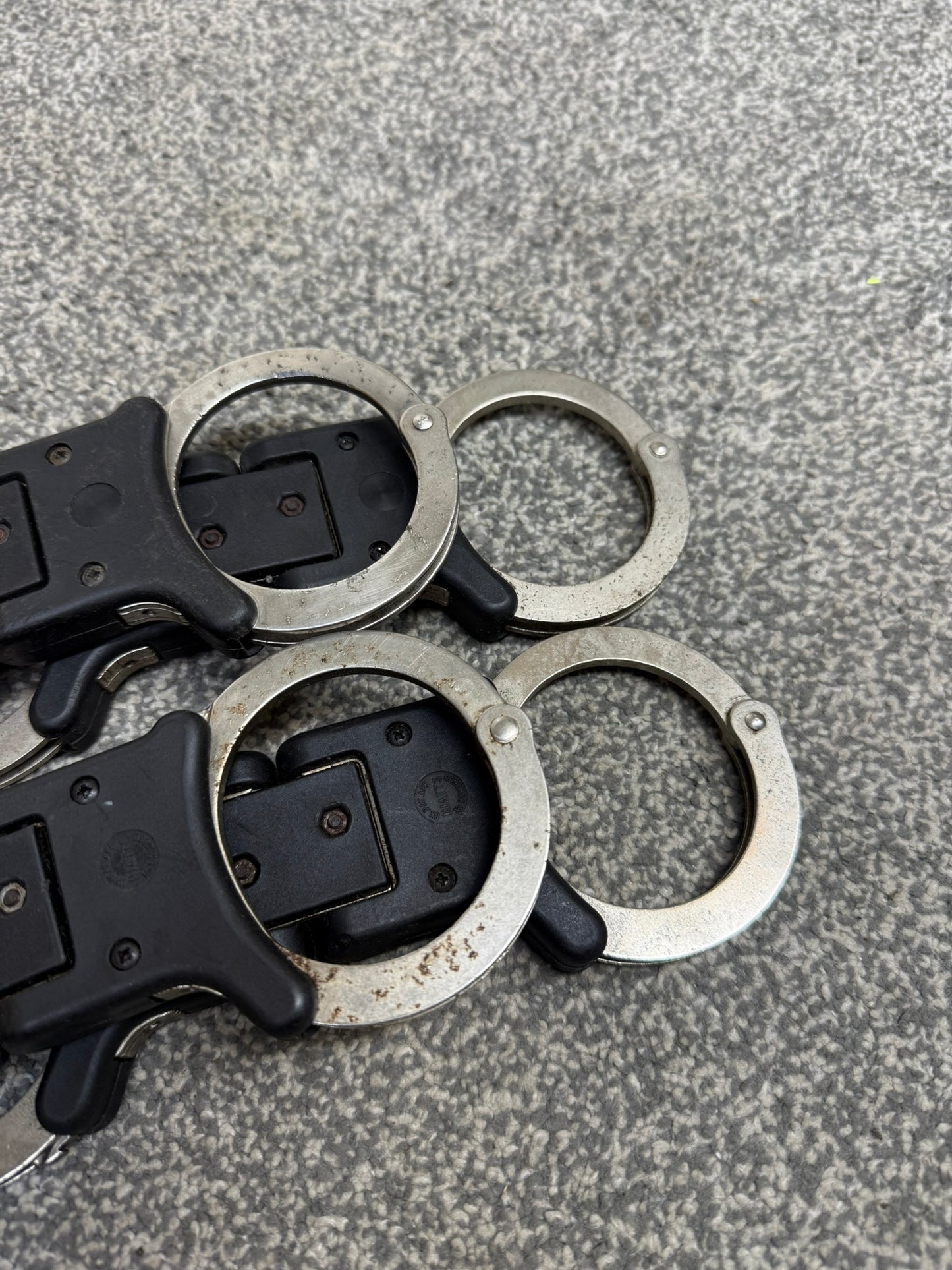 4x Ex Police Hiatt Folding Handcuffs Job Lot Cuffs Spares Repair Film Props