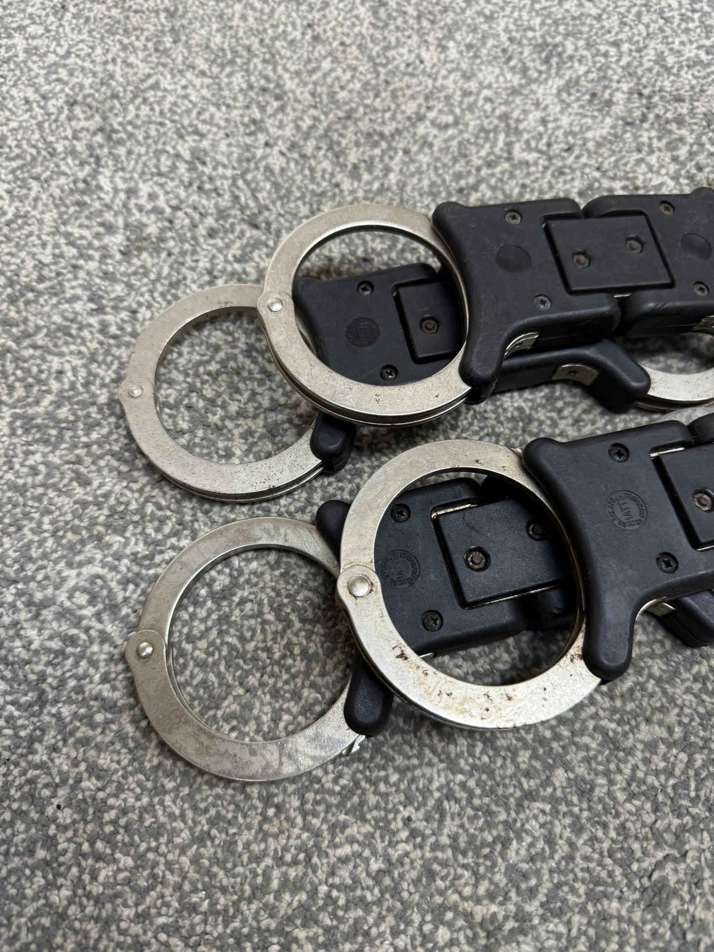 4x Ex Police Hiatt Folding Handcuffs Job Lot Cuffs Spares Repair Film Props