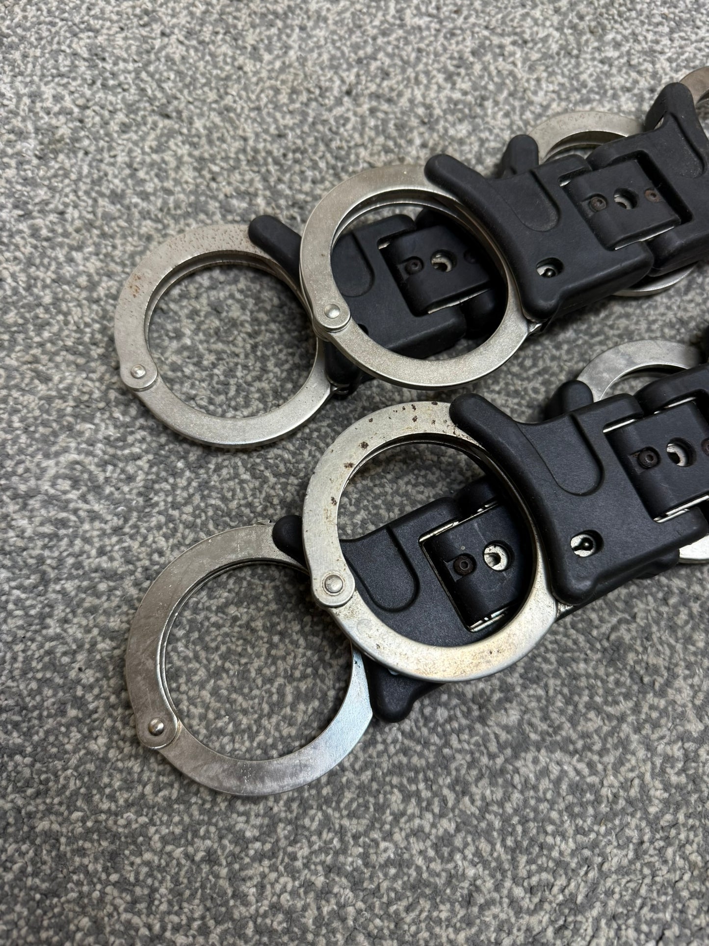 4x Ex Police Hiatt Folding Handcuffs Job Lot Cuffs Spares Repair Film Props