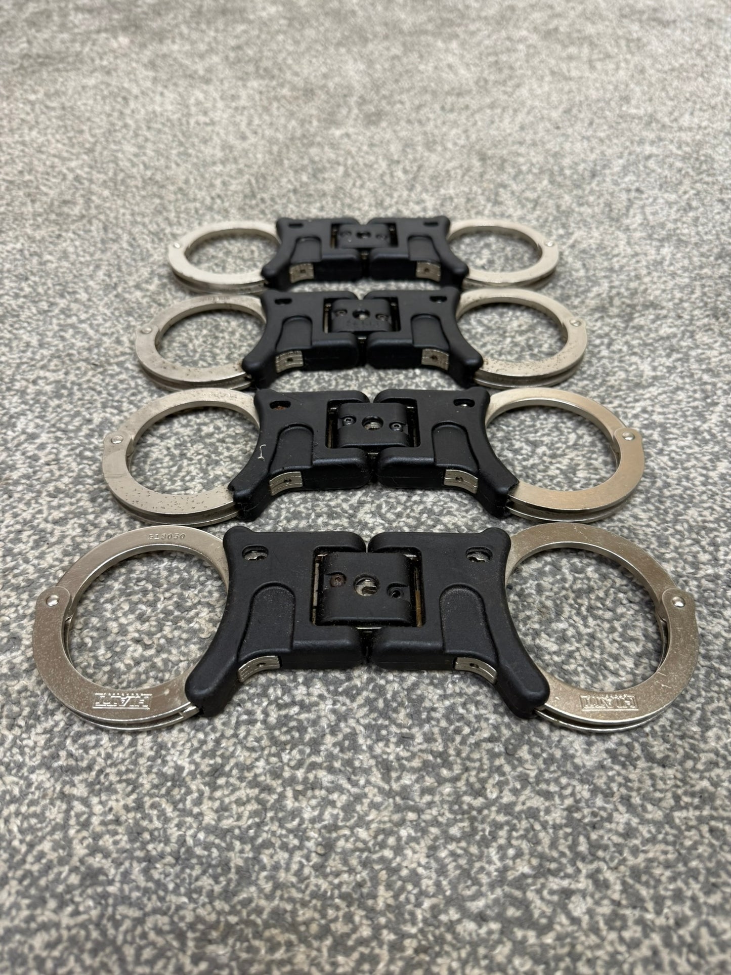 4x Ex Police Hiatt Folding Handcuffs Job Lot Cuffs Spares Repair Film Props