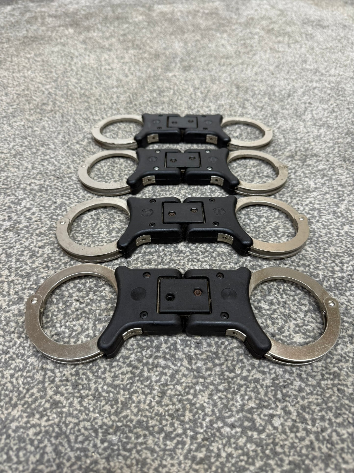 4x Ex Police Hiatt Folding Handcuffs Job Lot Cuffs Spares Repair Film Props