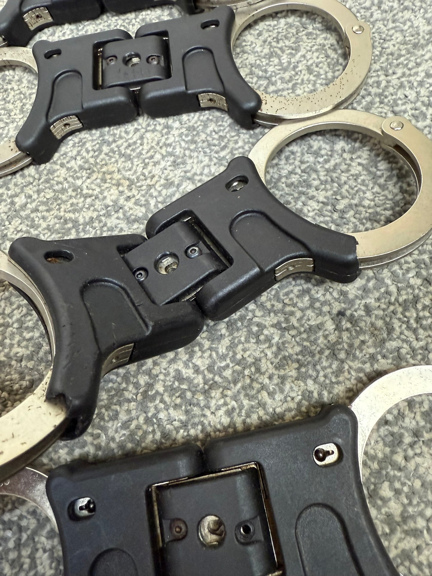 4x Ex Police Hiatt Folding Handcuffs Job Lot Cuffs Spares Repair Film Props