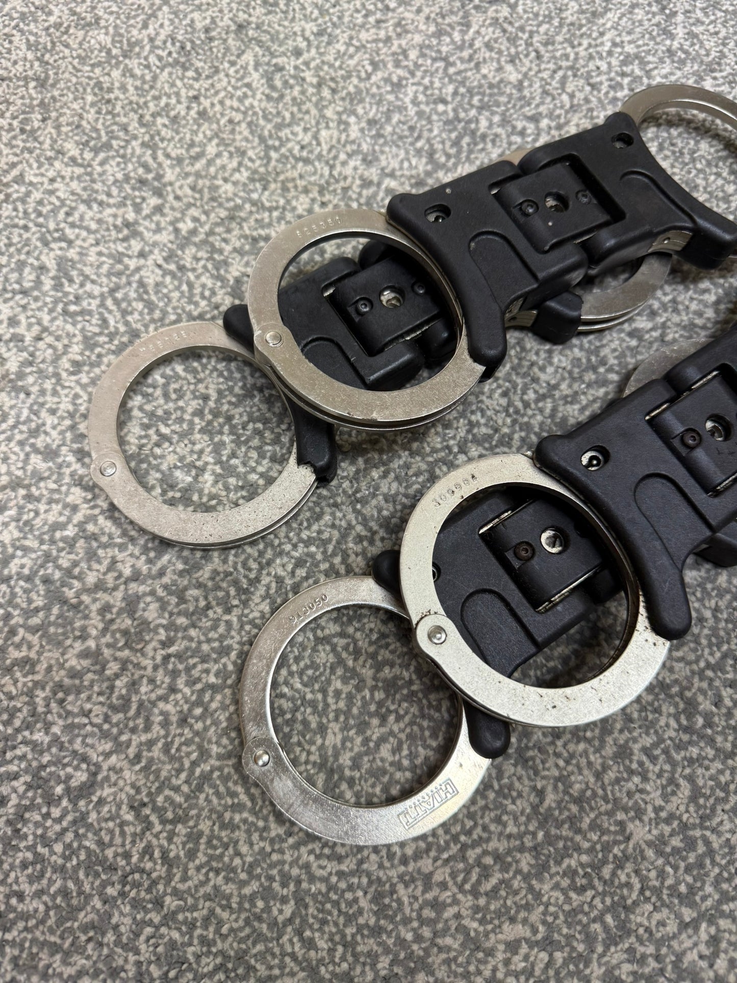 4x Ex Police Hiatt Folding Handcuffs Job Lot Cuffs Spares Repair Film Props
