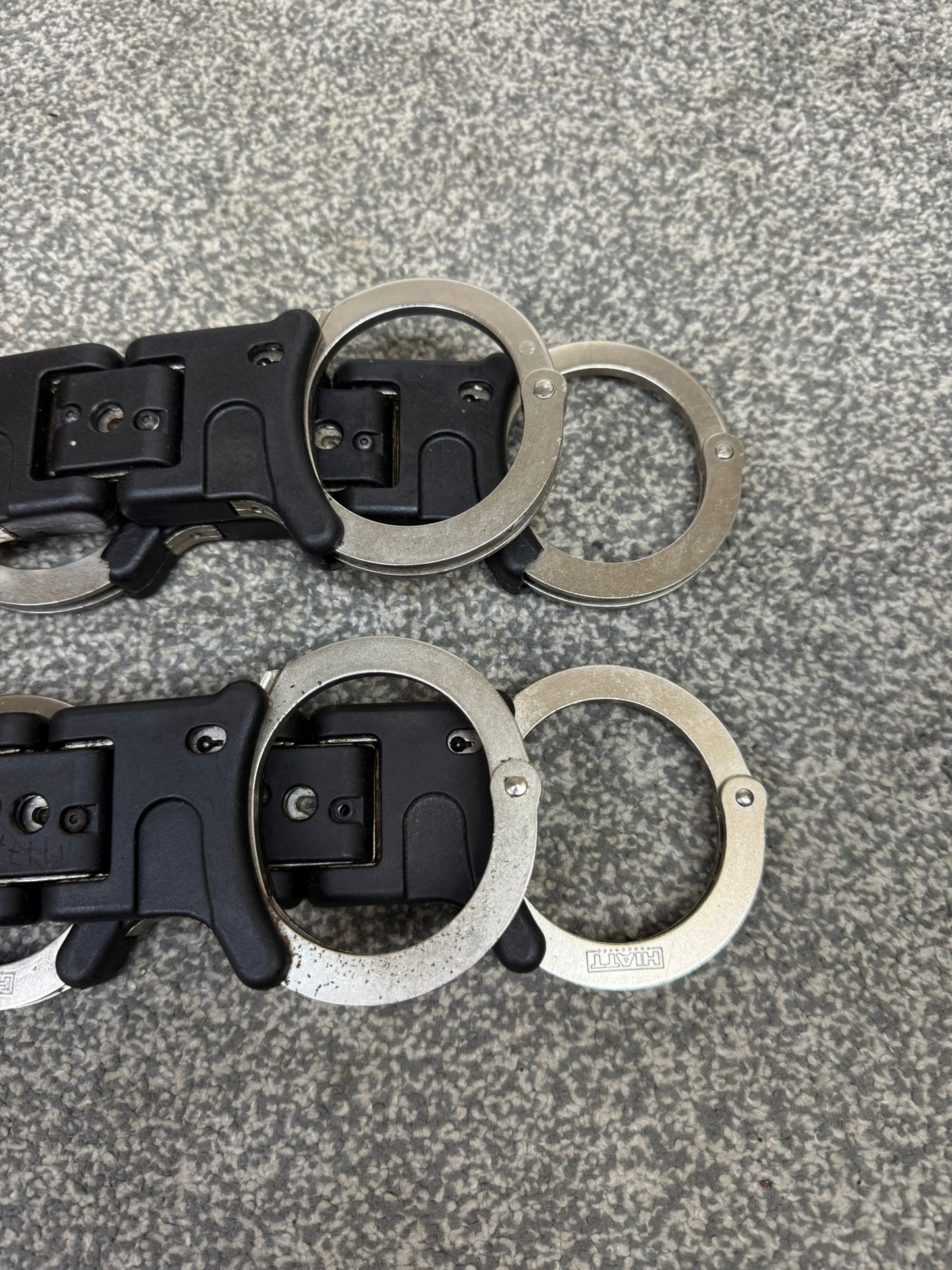 4x Ex Police Hiatt Folding Handcuffs Job Lot Cuffs Spares Repair Film Props