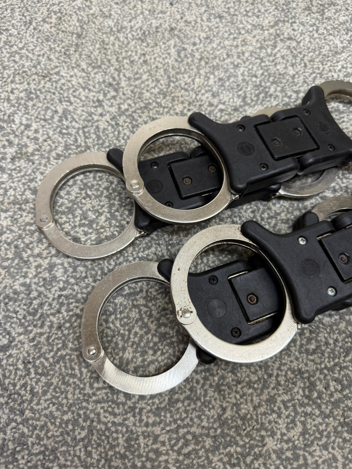 4x Ex Police Hiatt Folding Handcuffs Job Lot Cuffs Spares Repair Film Props