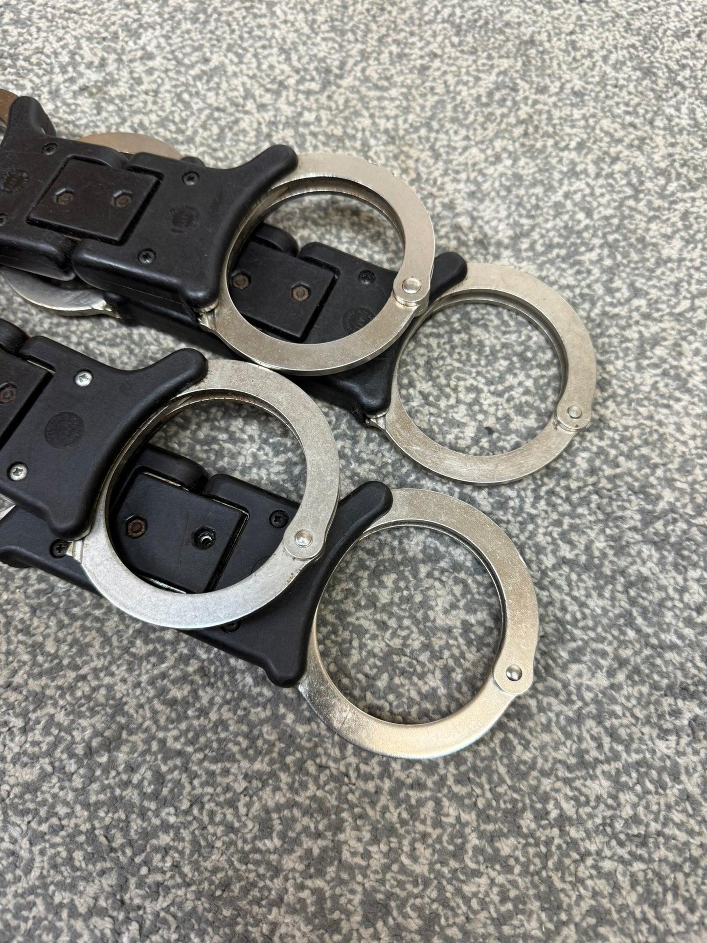 4x Ex Police Hiatt Folding Handcuffs Job Lot Cuffs Spares Repair Film Props