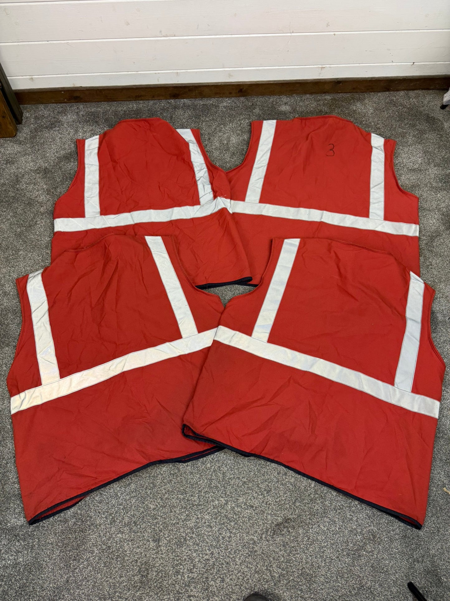 9x Ex Police Red PSU Riot Training Vests Job Lot Display Film TV Props