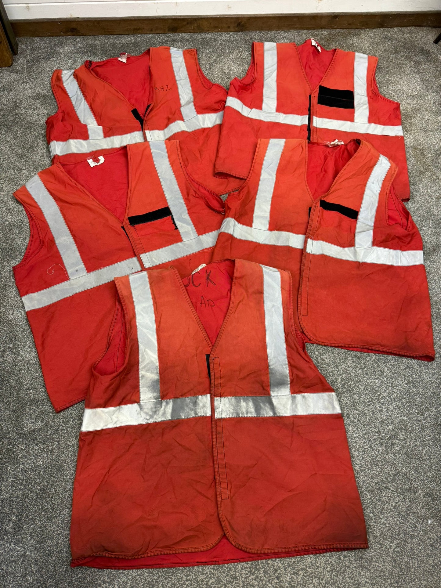 9x Ex Police Red PSU Riot Training Vests Job Lot Display Film TV Props