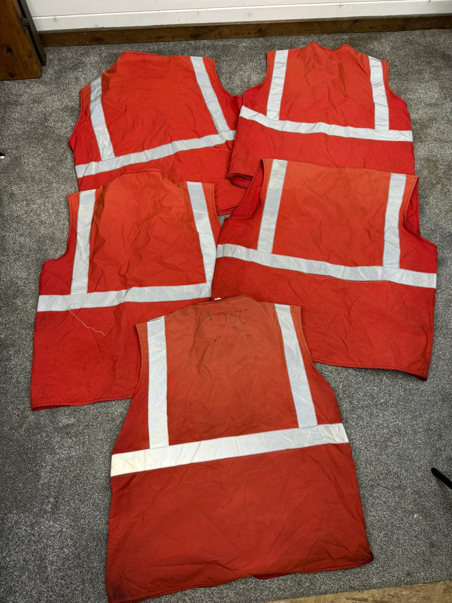 9x Ex Police Red PSU Riot Training Vests Job Lot Display Film TV Props