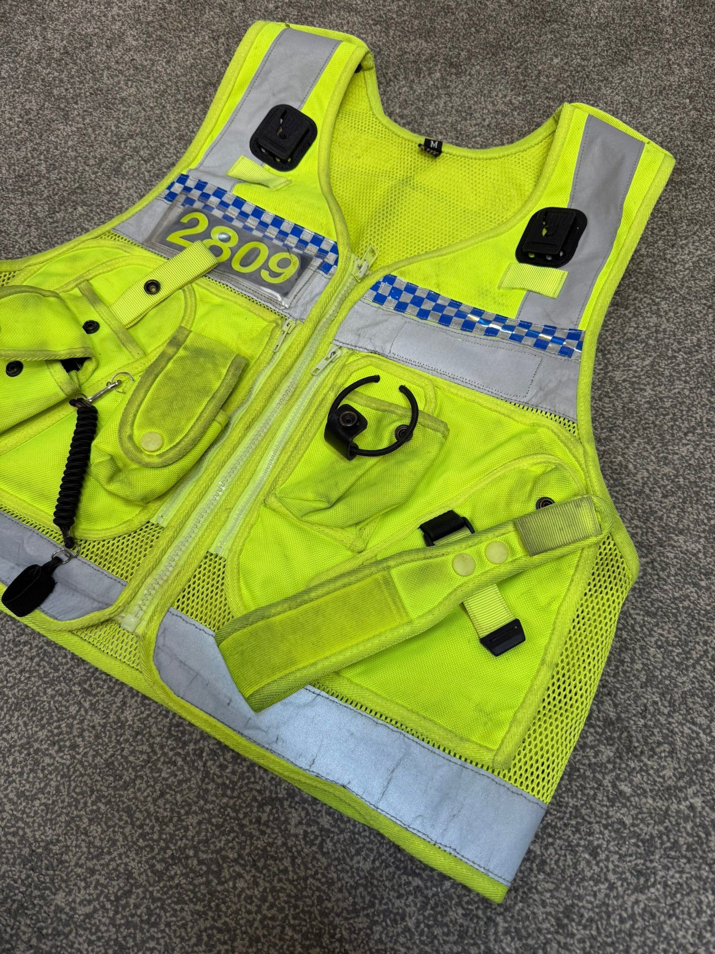 Ex Police Protec Tactical Vest Hi Vis Chequered Security Utility Patrol Vest MEDIUM