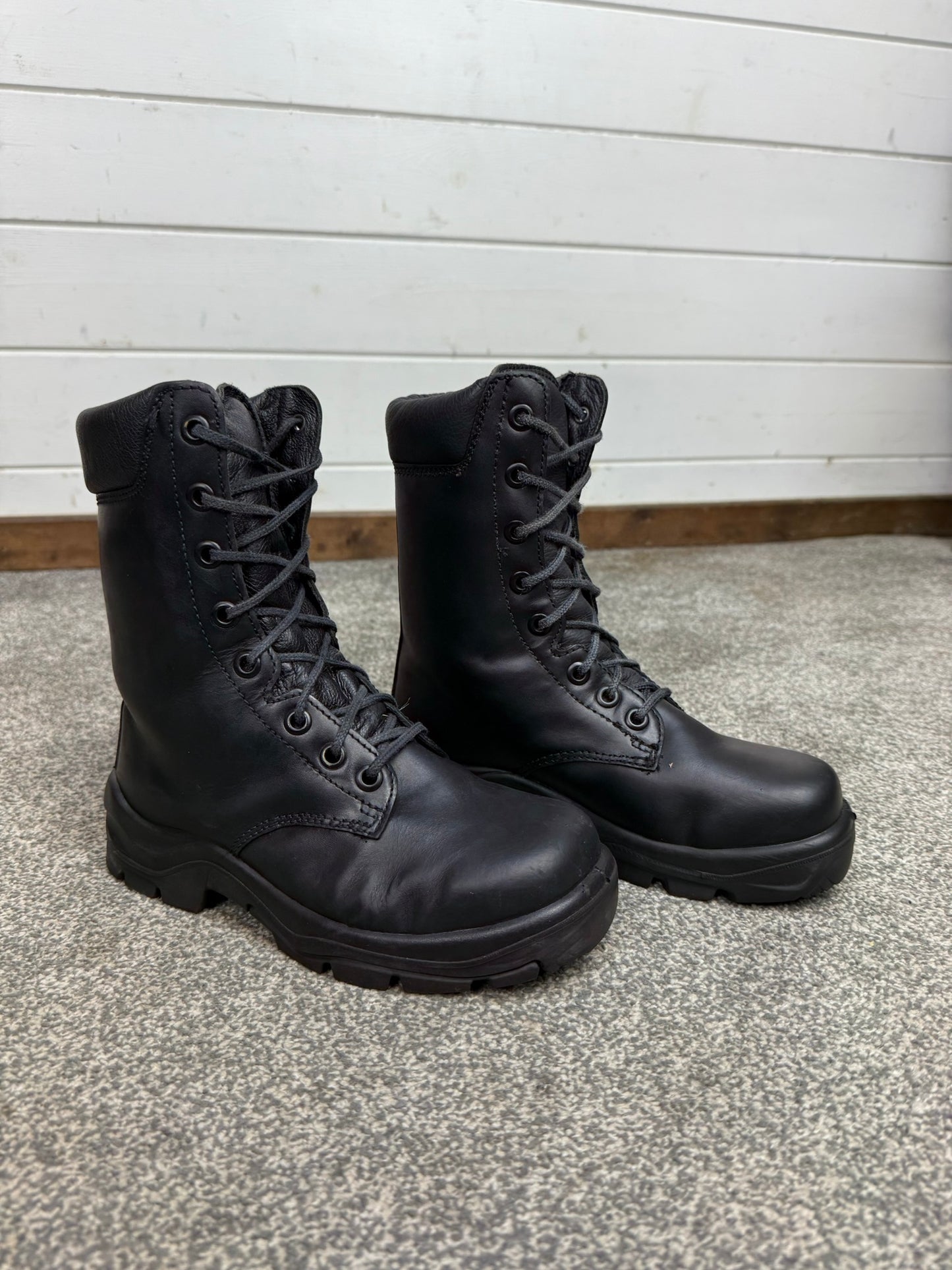 Ex Police Black Leather Boots Bata Industrials Safety Steel Toe UK4