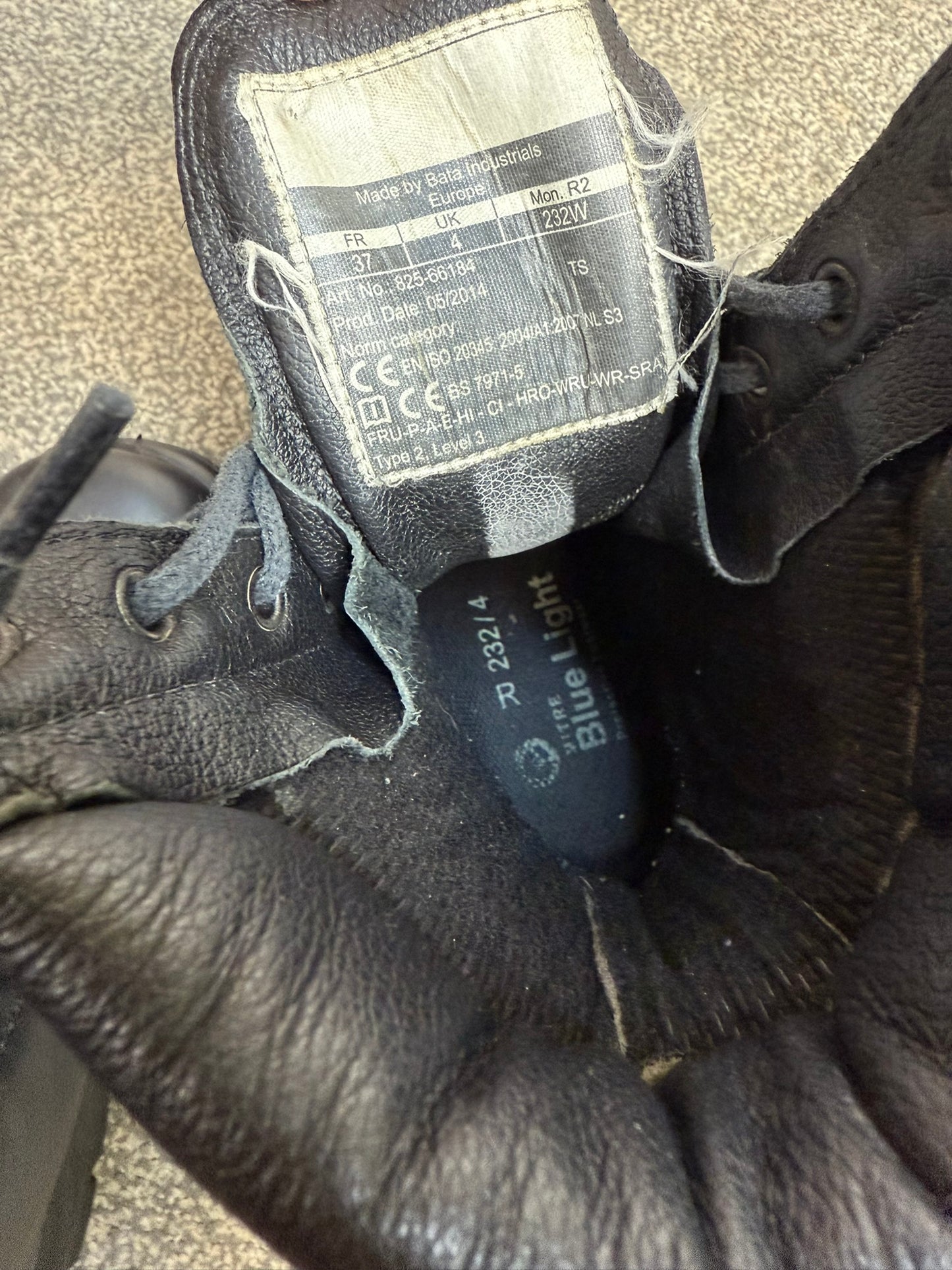 Ex Police Black Leather Boots Bata Industrials Safety Steel Toe UK4