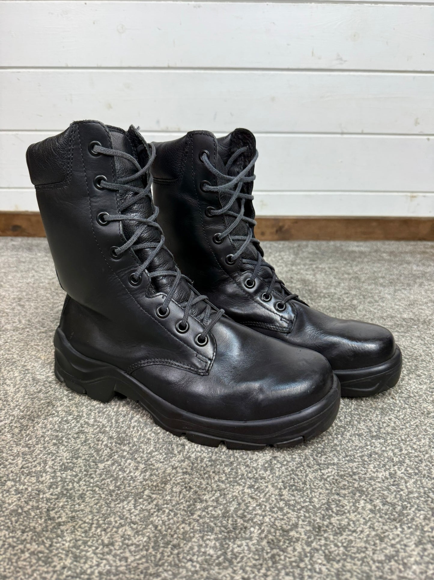 Ex Police Black Leather Boots Bata Industrials Safety Steel Toe UK 8