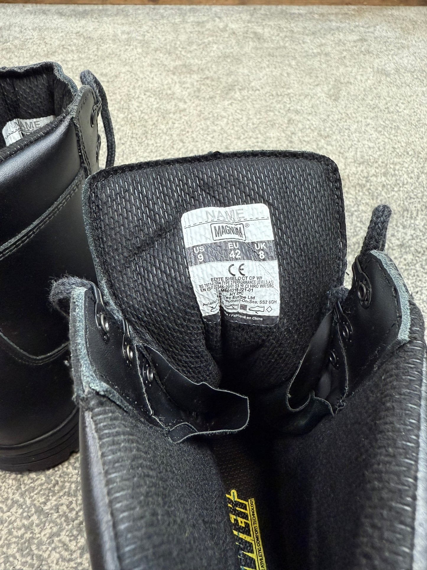 Ex Police Magnum Elite Shield Combat Boots Black Leather UK 8 Security Work