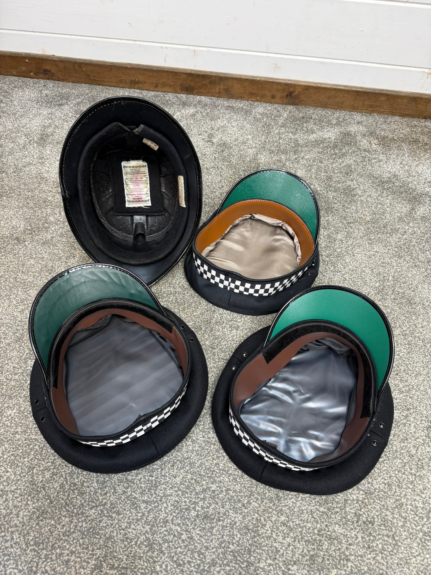 4x Ex Police Peak Cap & Bobby Helmet Hat Job Lot Uniform Costume Display