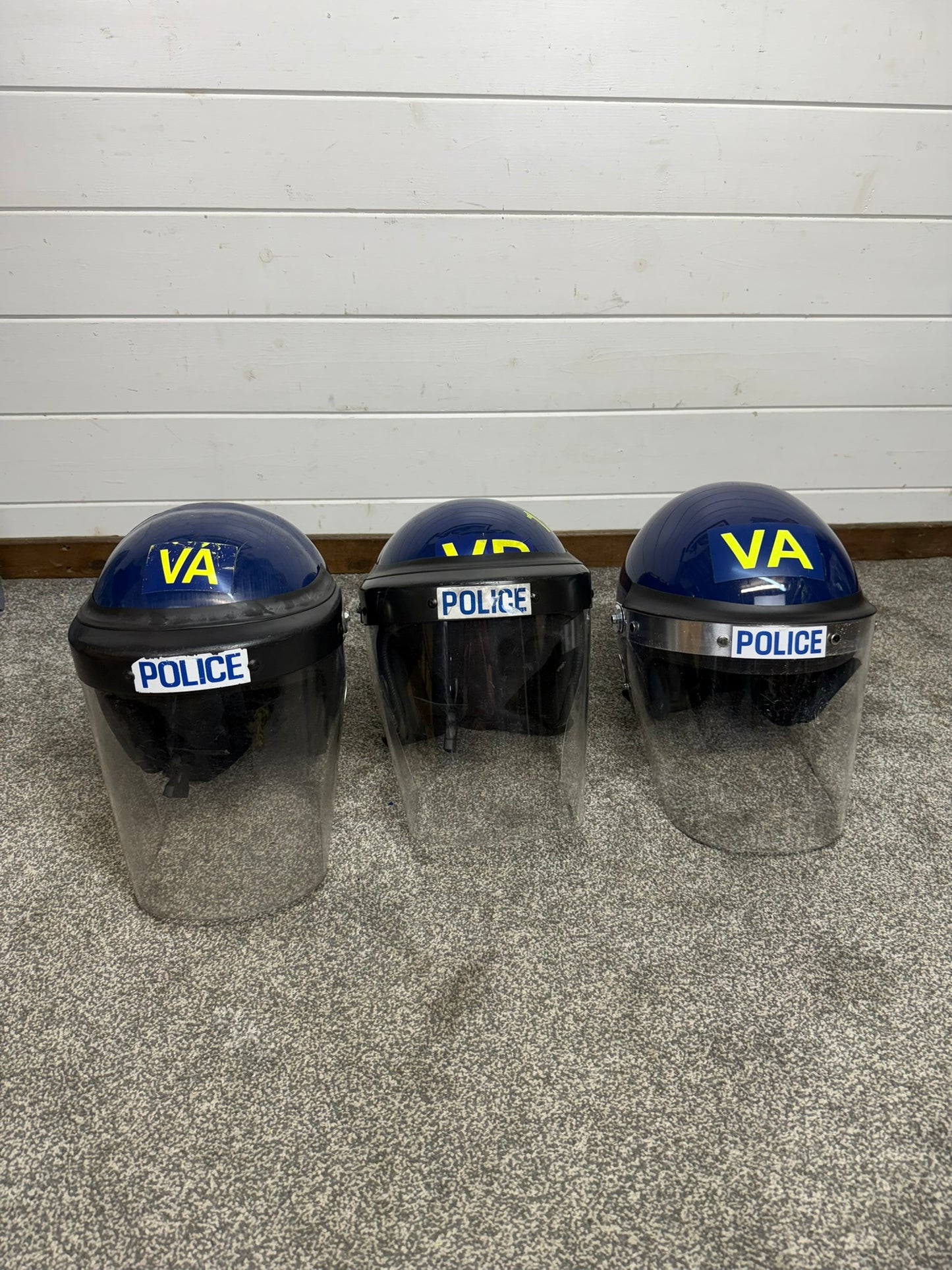 3x Ex Police Riot Helmet Job Lot Spares / Repair Film TV Prop Paintball Airsoft