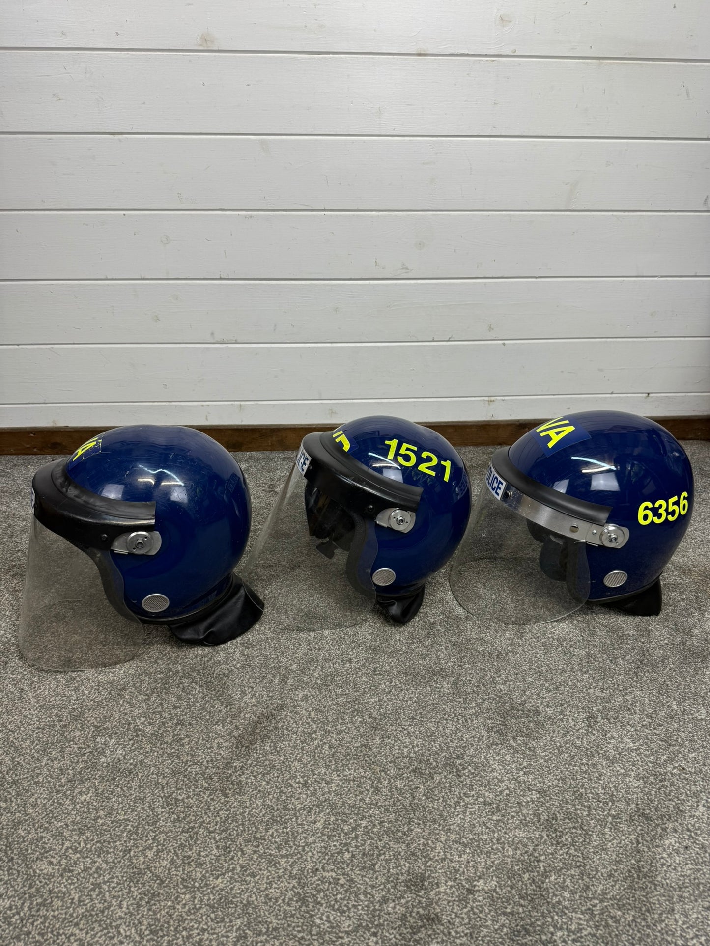 3x Ex Police Riot Helmet Job Lot Spares / Repair Film TV Prop Paintball Airsoft