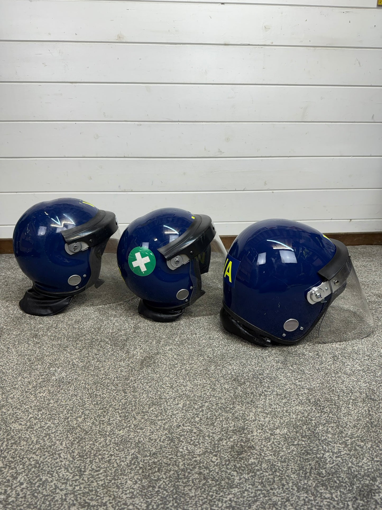 3x Ex Police Riot Helmet Job Lot Spares / Repair Film TV Prop Paintball Airsoft