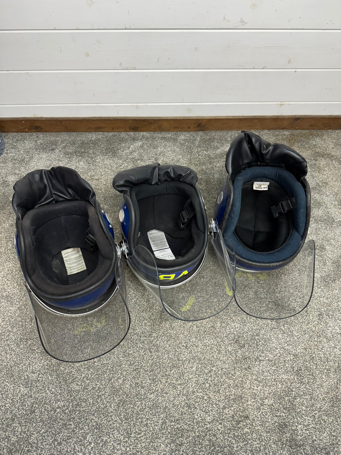 3x Ex Police Riot Helmet Job Lot Spares / Repair Film TV Prop Paintball Airsoft