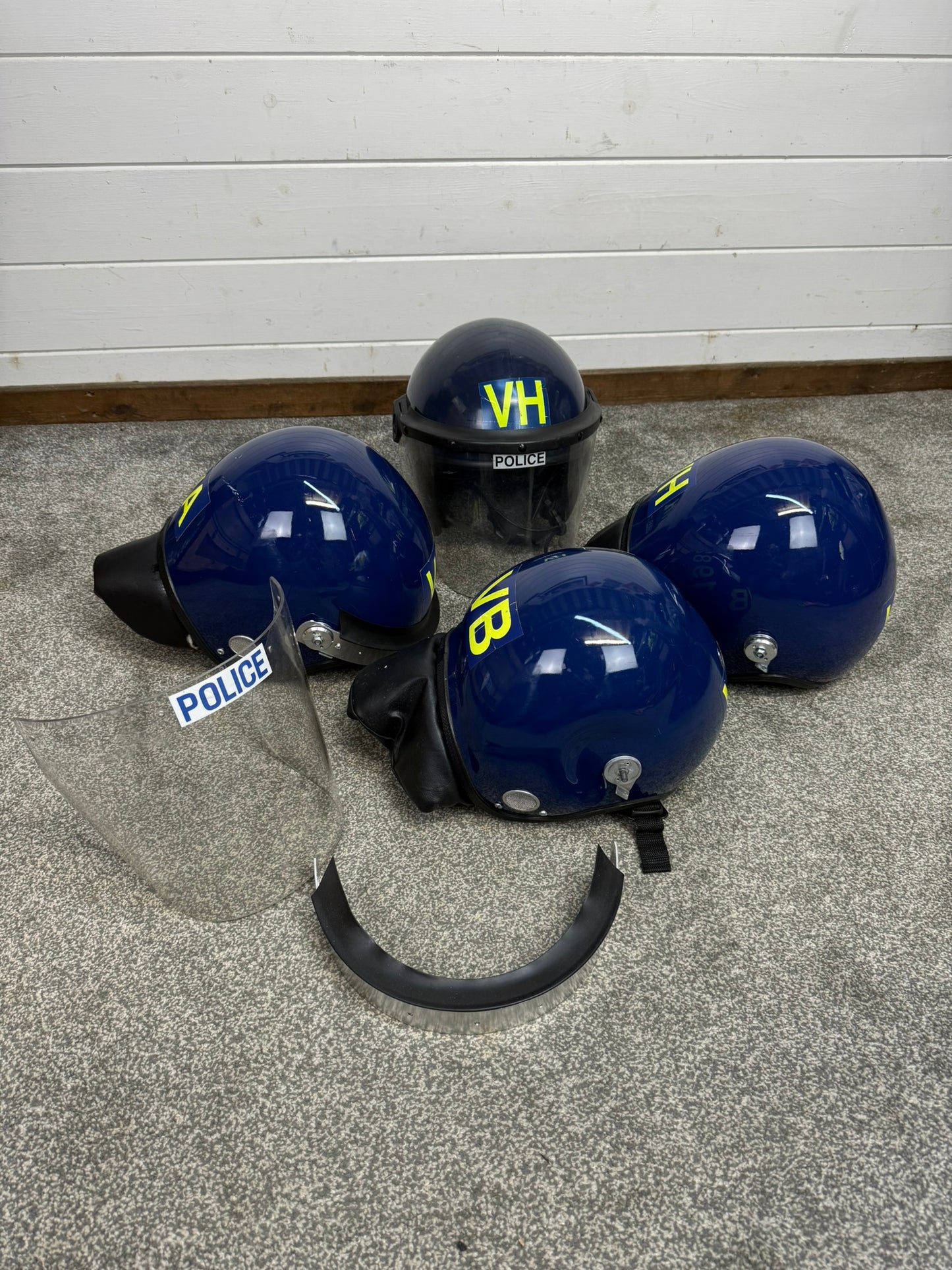 4x Ex Police Riot Helmet Job Lot Spares / Repair Film TV Prop Paintball Airsoft