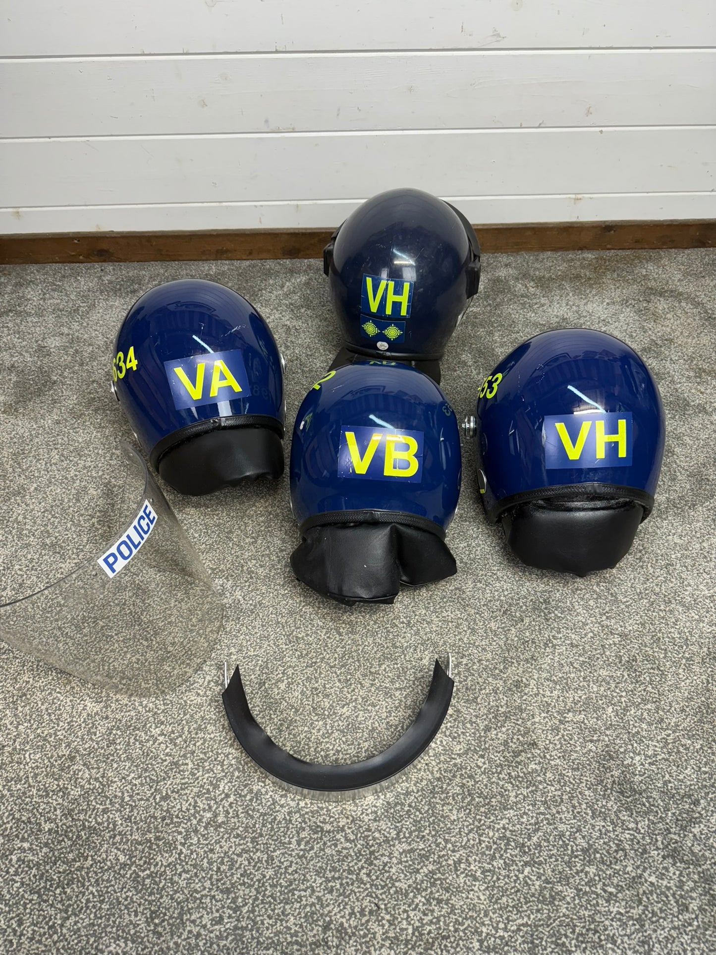 4x Ex Police Riot Helmet Job Lot Spares / Repair Film TV Prop Paintball Airsoft