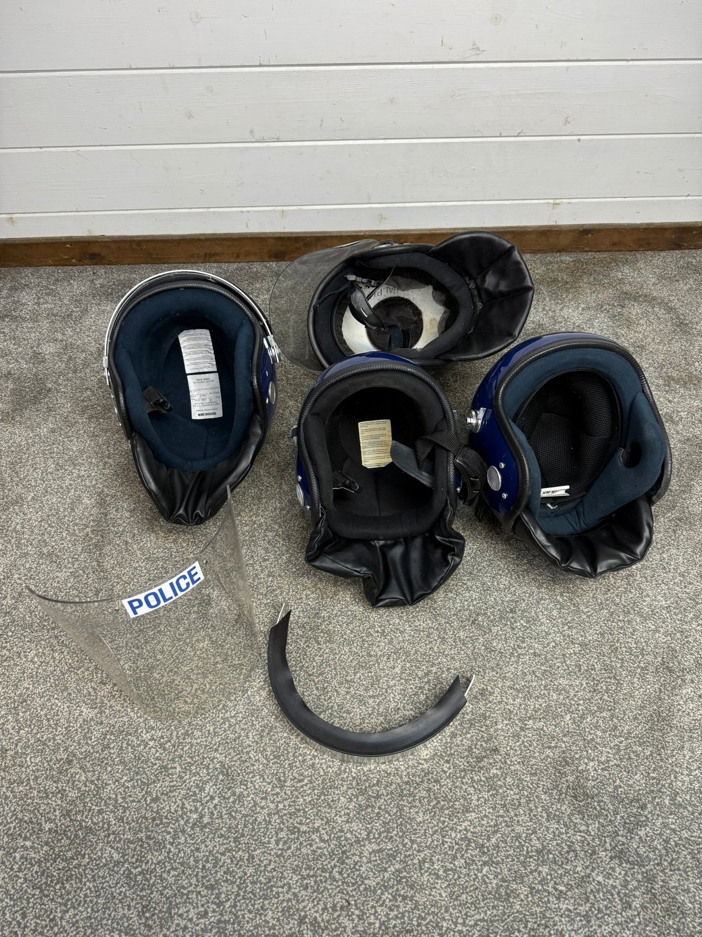 4x Ex Police Riot Helmet Job Lot Spares / Repair Film TV Prop Paintball Airsoft