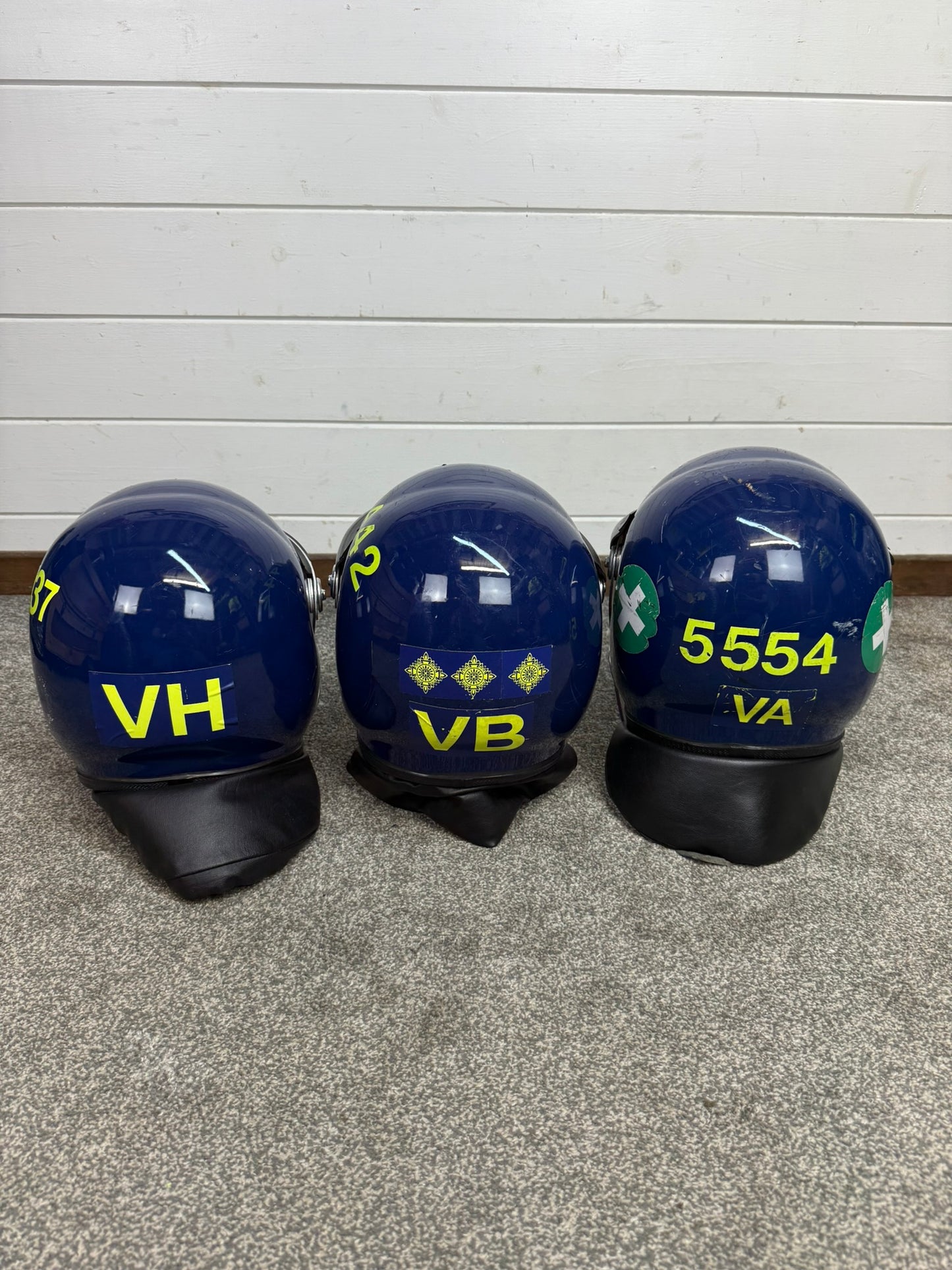 3x Ex Police Riot Helmet Job Lot Spares / Repair Film TV Prop Paintball Airsoft