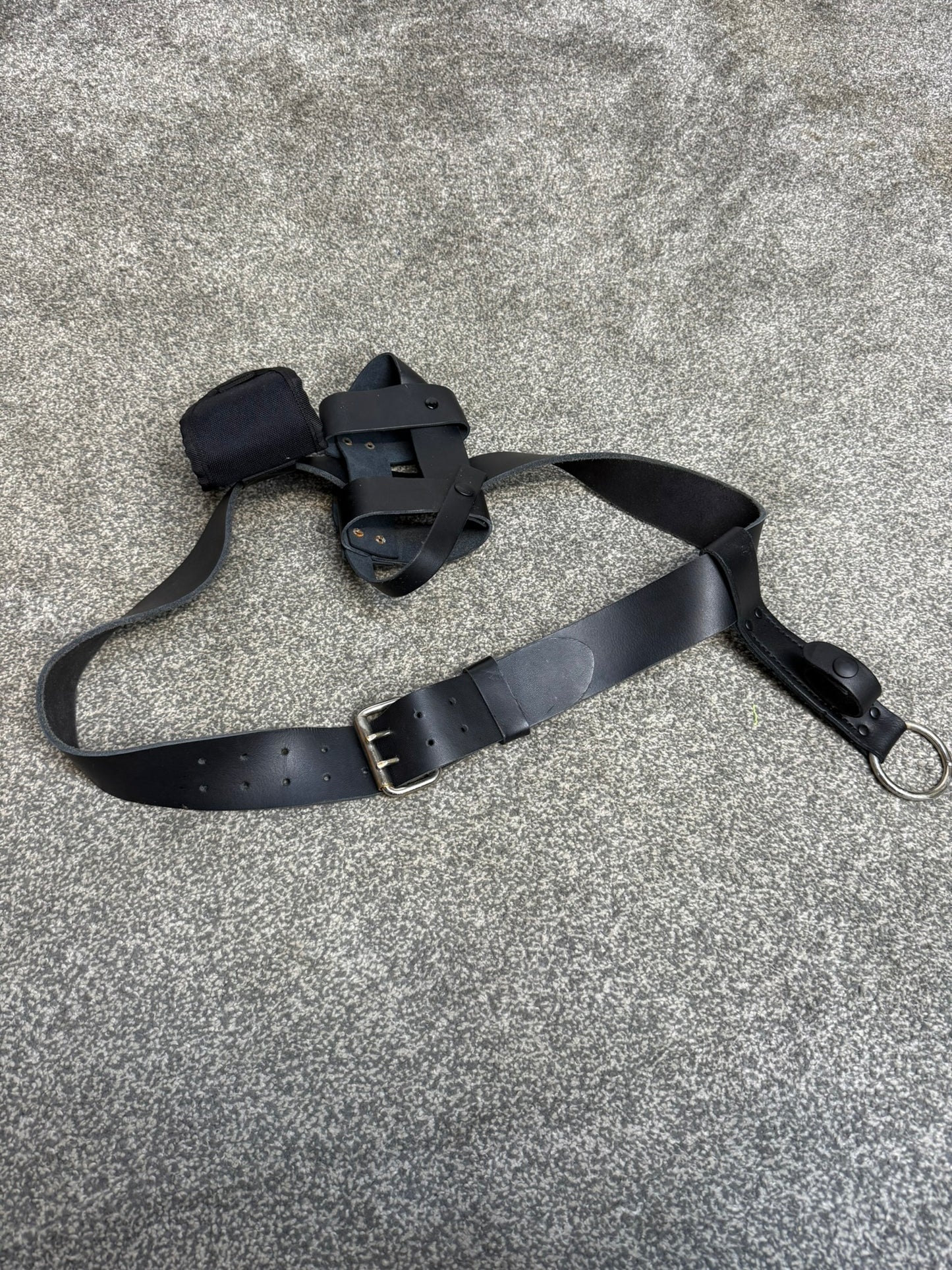 Ex Police PSU Riot Leather Belt & Pouches Fast Strap Security Patrol Belt