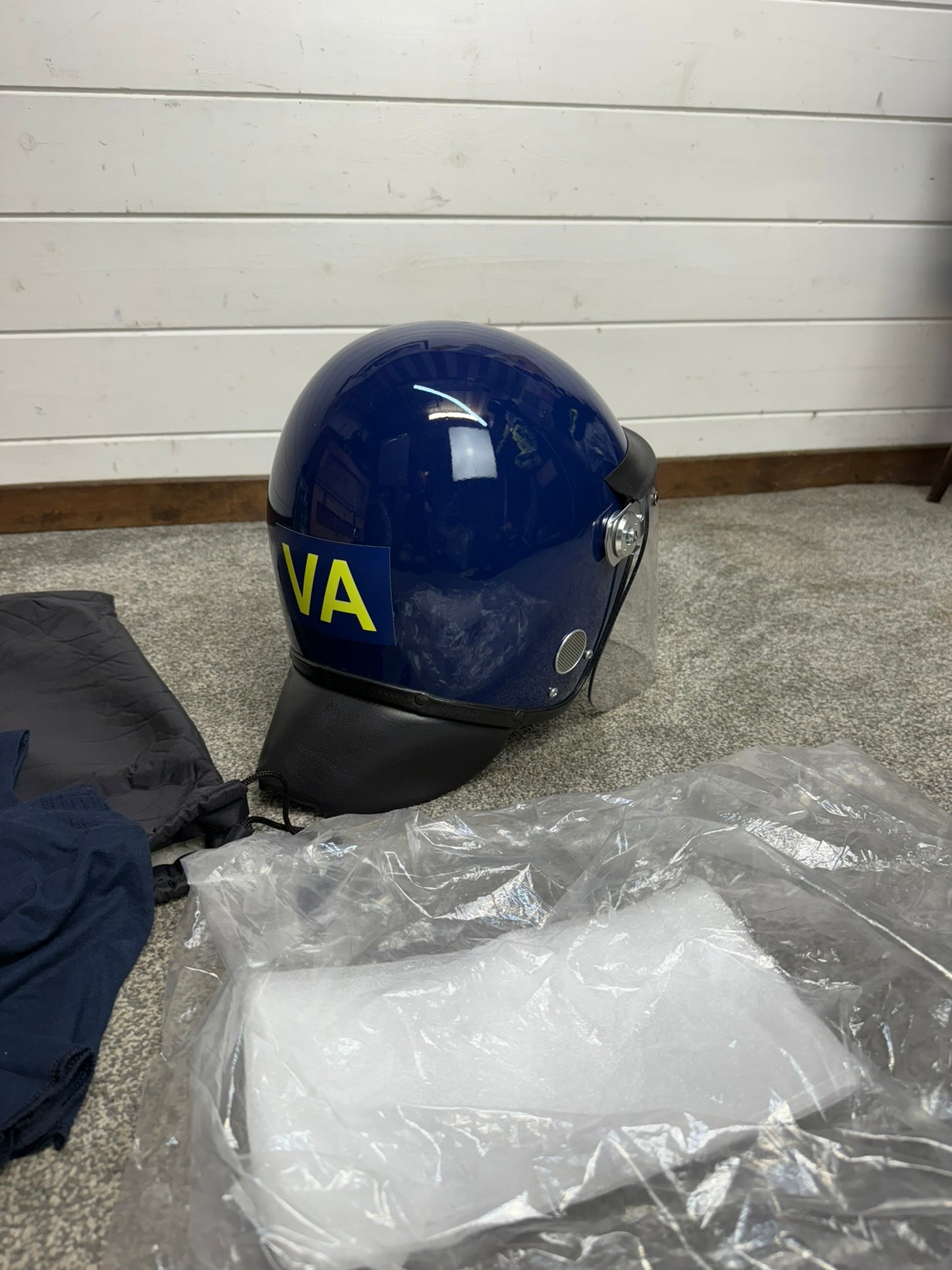 Ex Police Riot Helmet Fleece Bag & Hood Genuine Obsolete Collectable Display