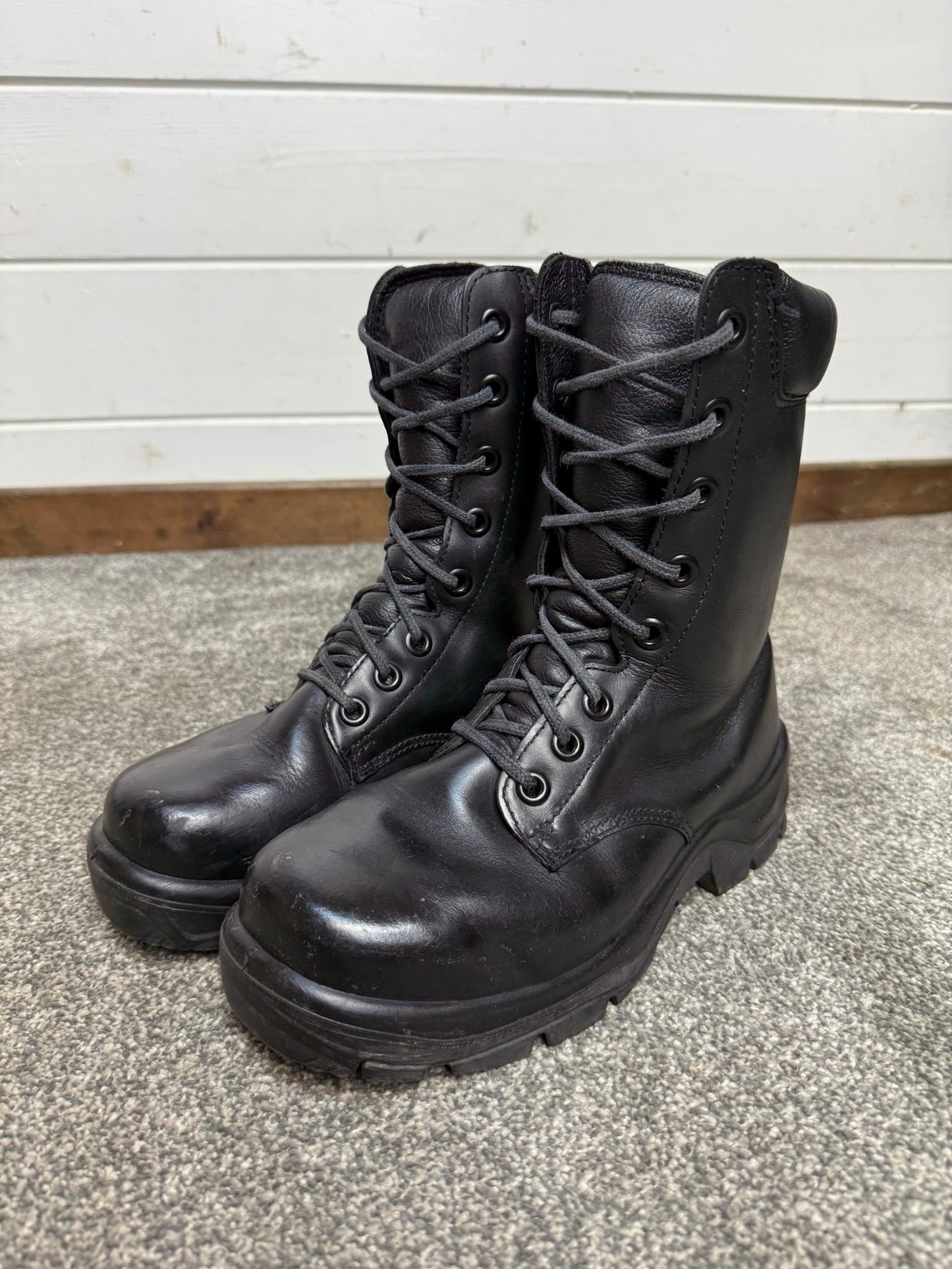 Ex Police Black Leather Boots Bata Industrials Safety Steel Toe UK 4