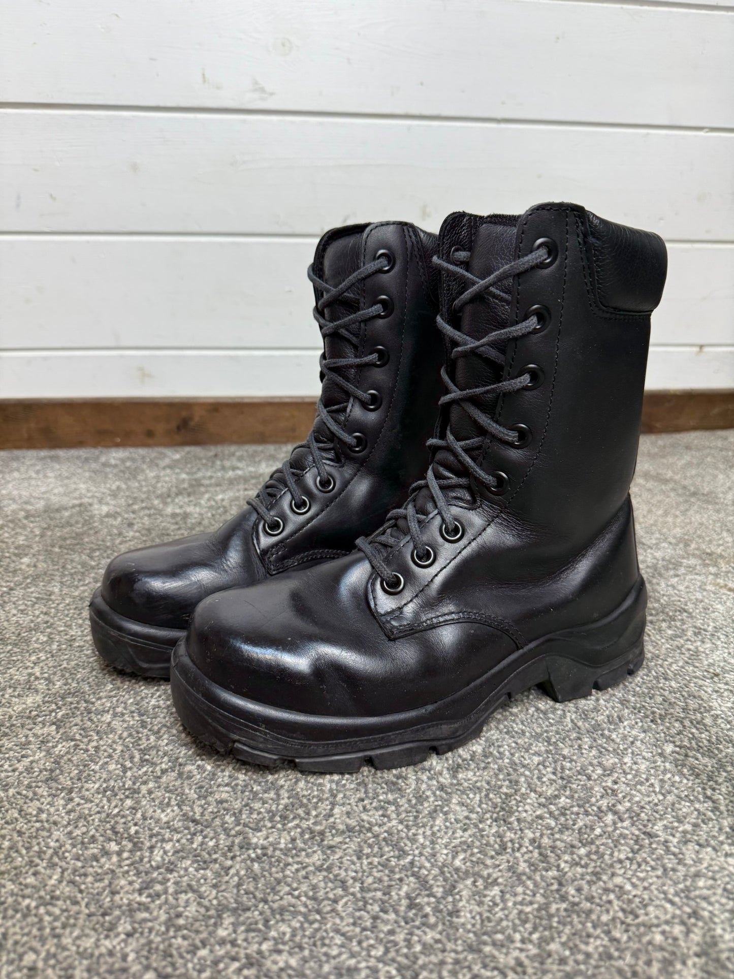 Ex Police Black Leather Boots Bata Industrials Safety Steel Toe UK 4