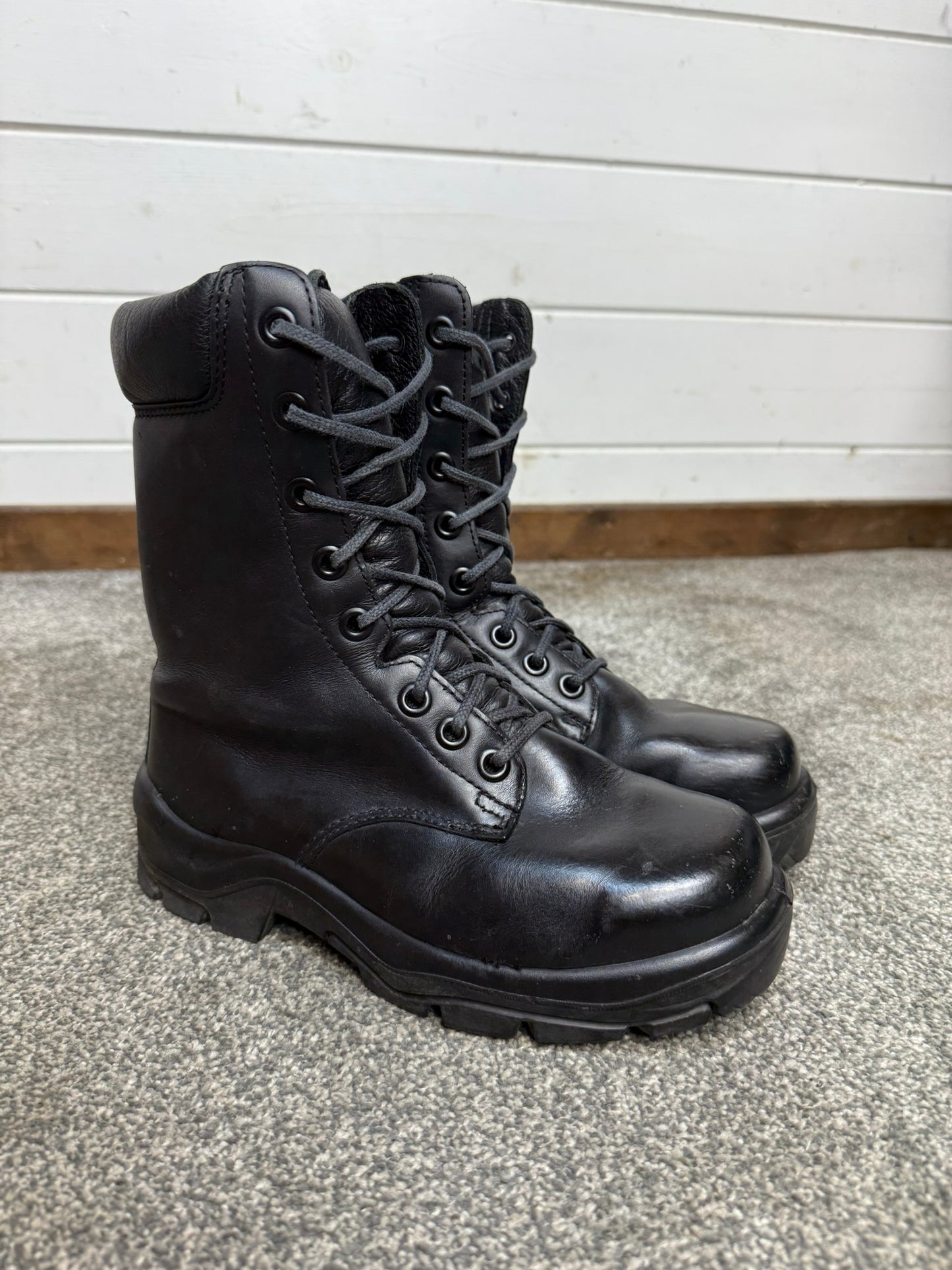 Ex Police Black Leather Boots Bata Industrials Safety Steel Toe UK 4