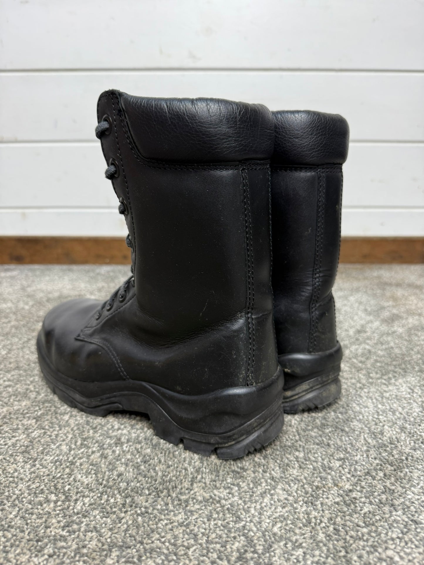 Ex Police Black Leather Boots Bata Industrials Safety Steel Toe UK 4