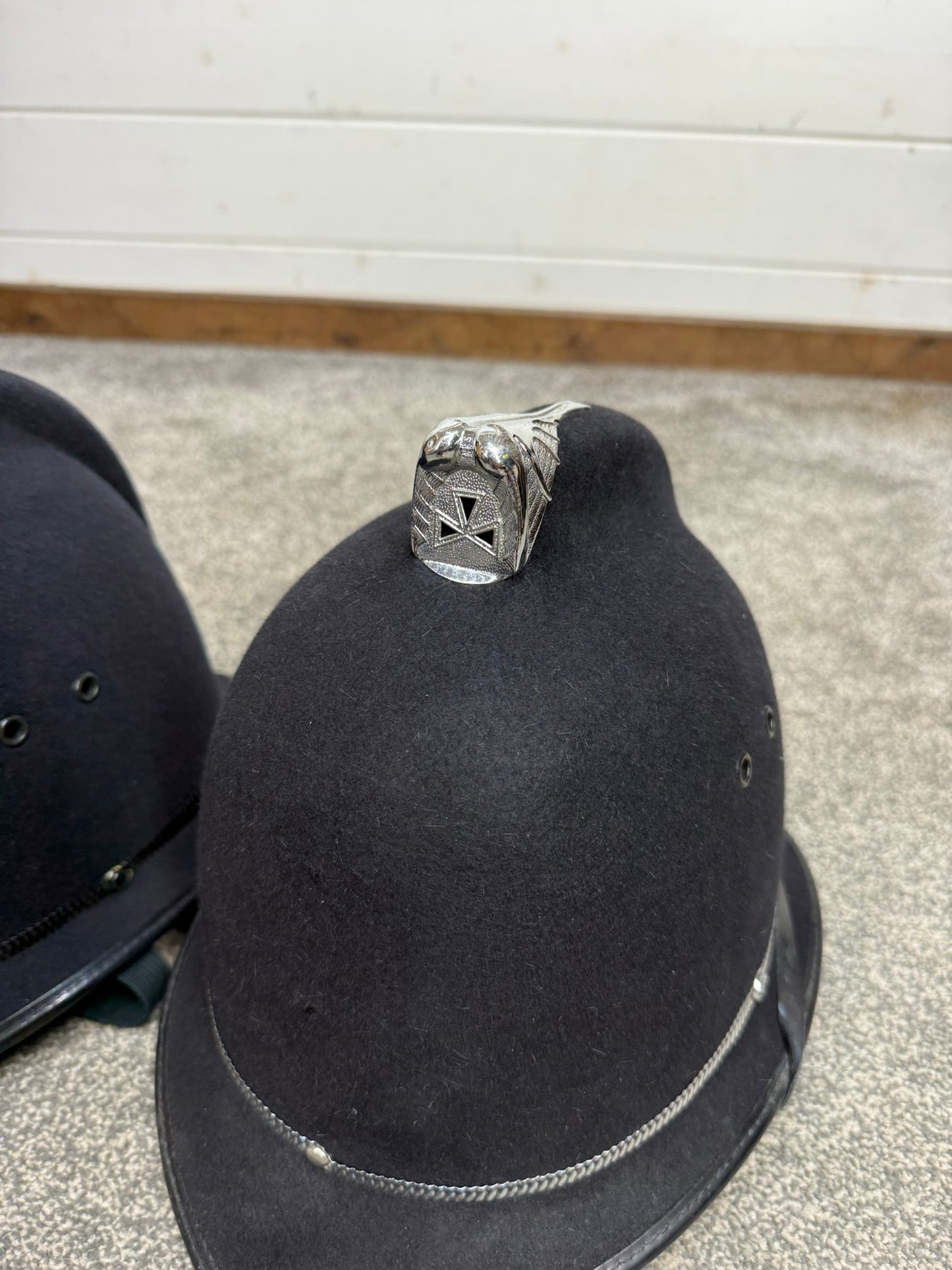 2x Ex Police Custodian Bobby Helmet Job Lot Coxcomb Helmets