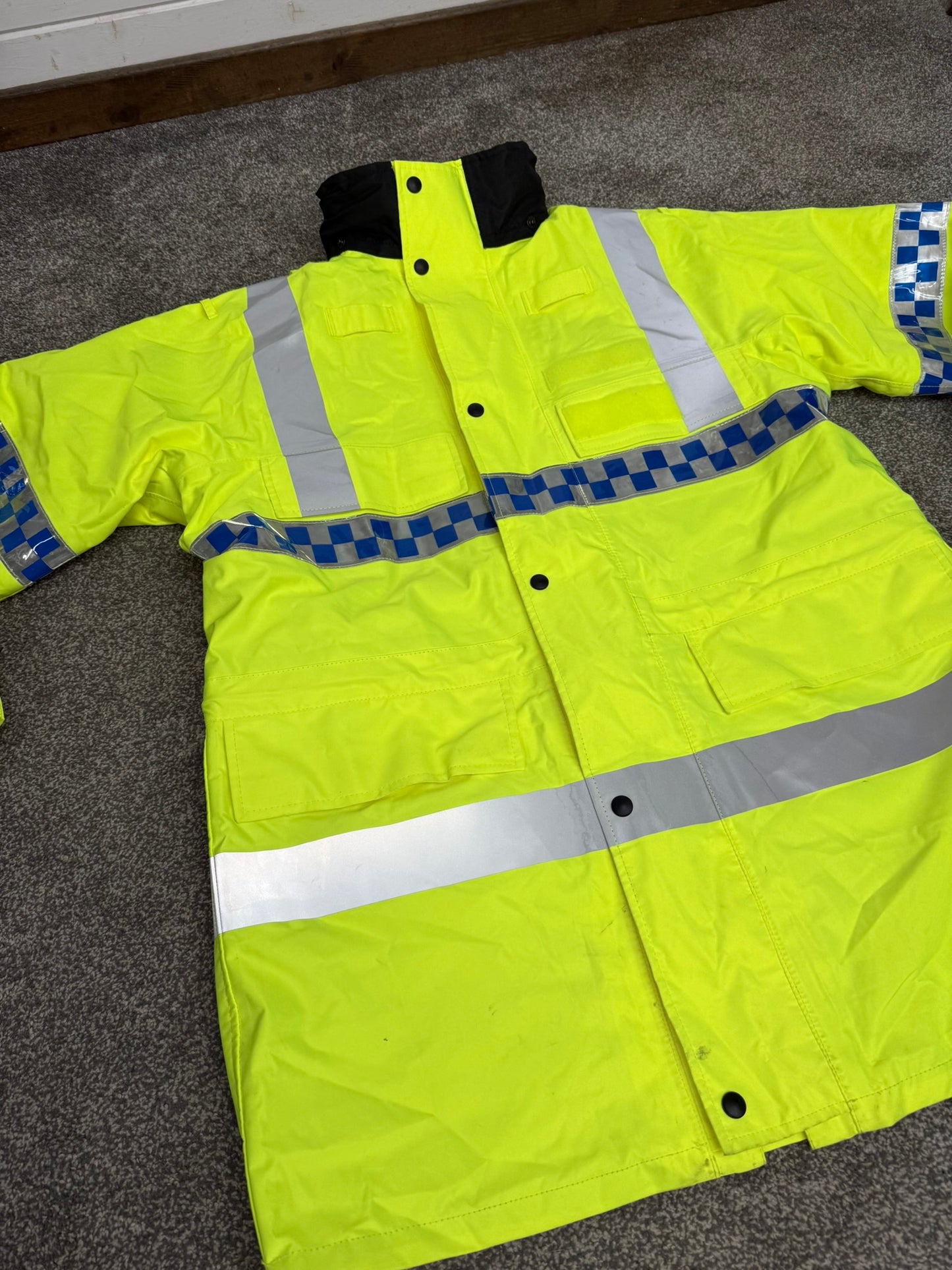 Ex Police Hi-Vis Waterproof Jacket Coat Quilted Liner Security Riding Work Jacket - Grade A