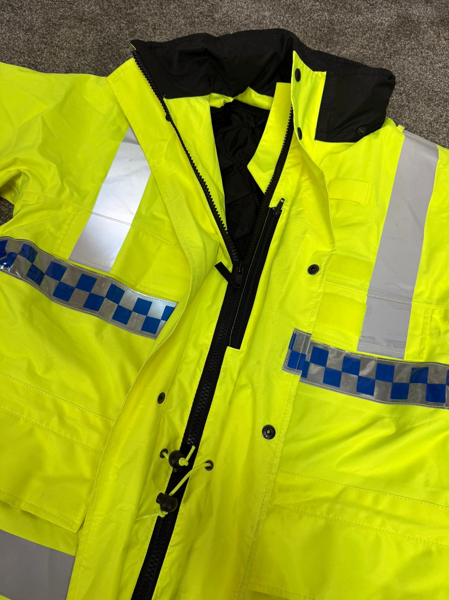 Ex Police Hi-Vis Waterproof Jacket Coat Quilted Liner Security Riding Work Jacket - Grade A