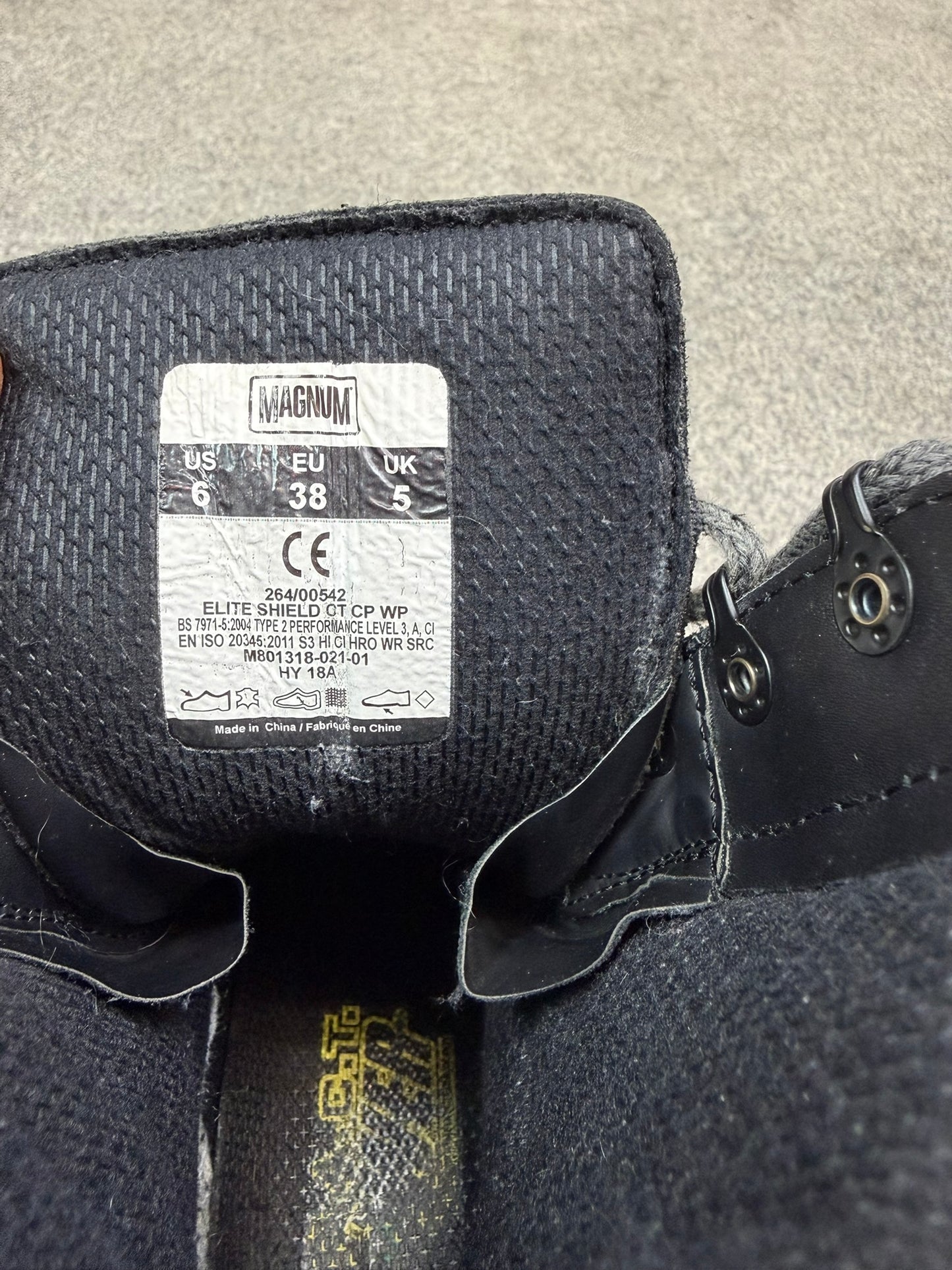 Ex Police Magnum Elite Shield Combat Boots Black Leather UK 5 Security Work