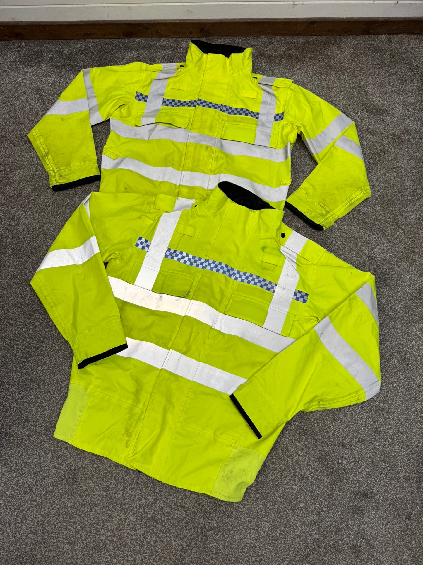 2x Ex Police Hi-Vis Waterproof Bomber Jackets Security Biker Recovery
