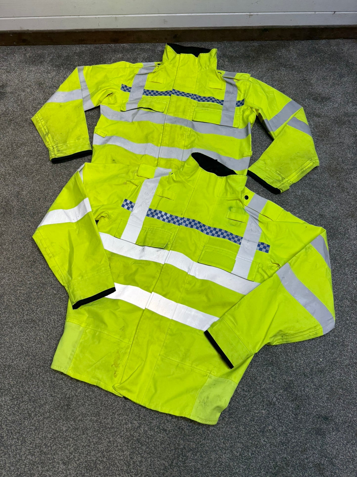 2x Ex Police Hi-Vis Waterproof Bomber Jackets Security Biker Recovery