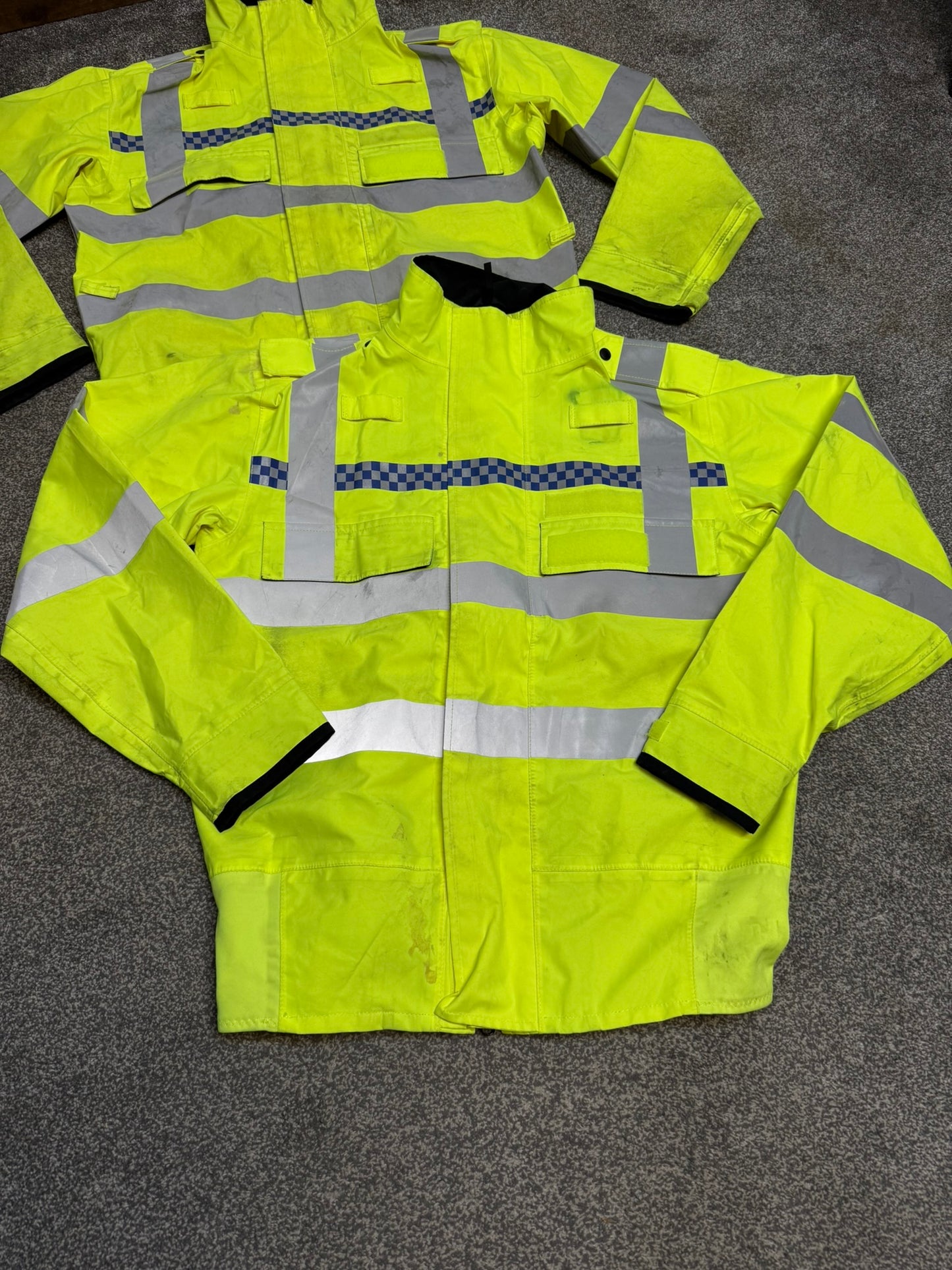 2x Ex Police Hi-Vis Waterproof Bomber Jackets Security Biker Recovery