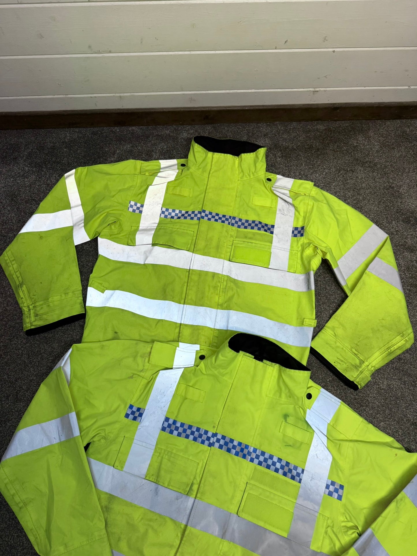 2x Ex Police Hi-Vis Waterproof Bomber Jackets Security Biker Recovery